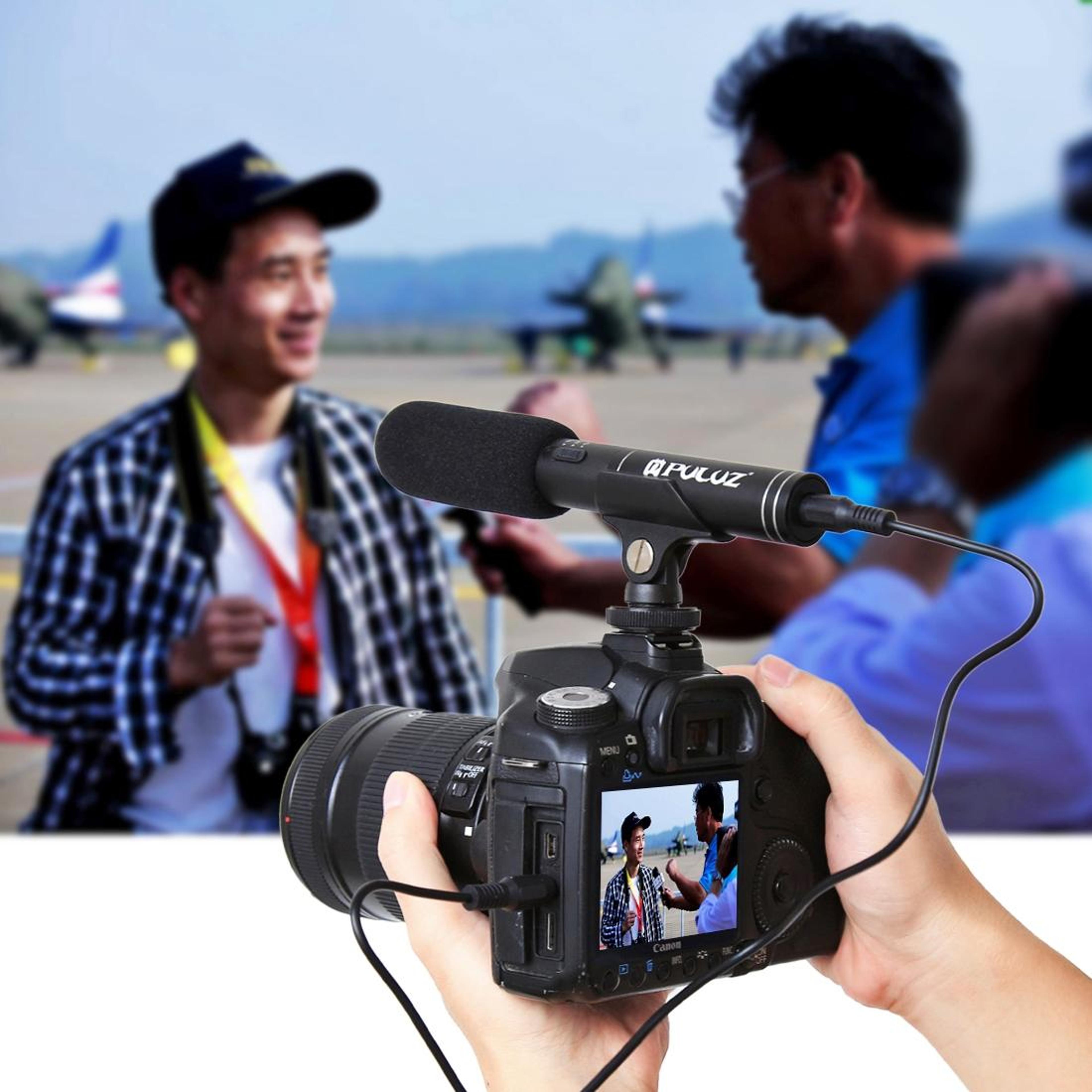 puluz professional shotgun microphone for dslr cameras & interviews with audio output