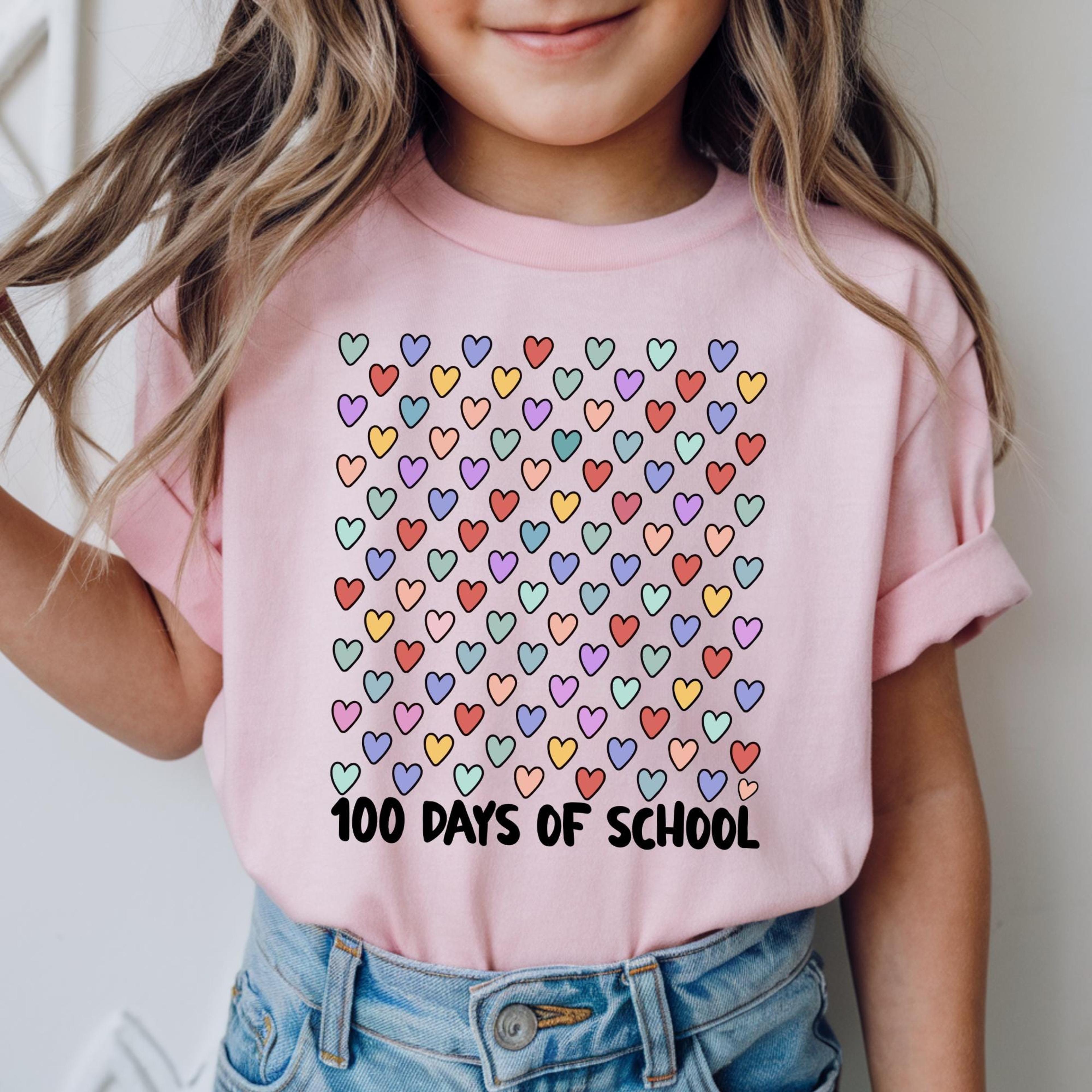 100 days of school shirt girl, 100th day of school shirt, kids school celebration tee, heart shirt