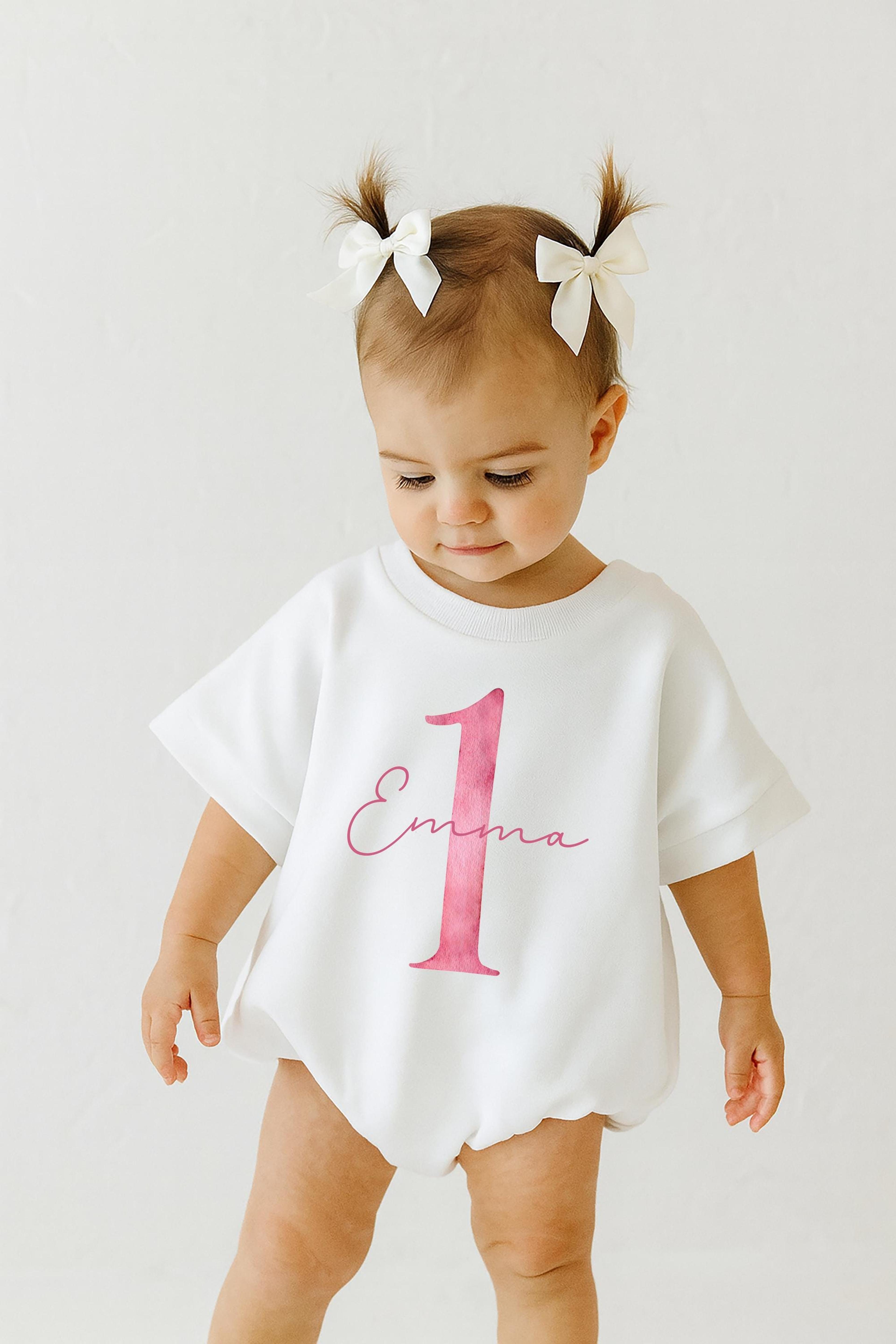 1st birthday girl romper, pink first birthday outfit, baby girl birthday romper, one year old outfit, cake smash outfit
