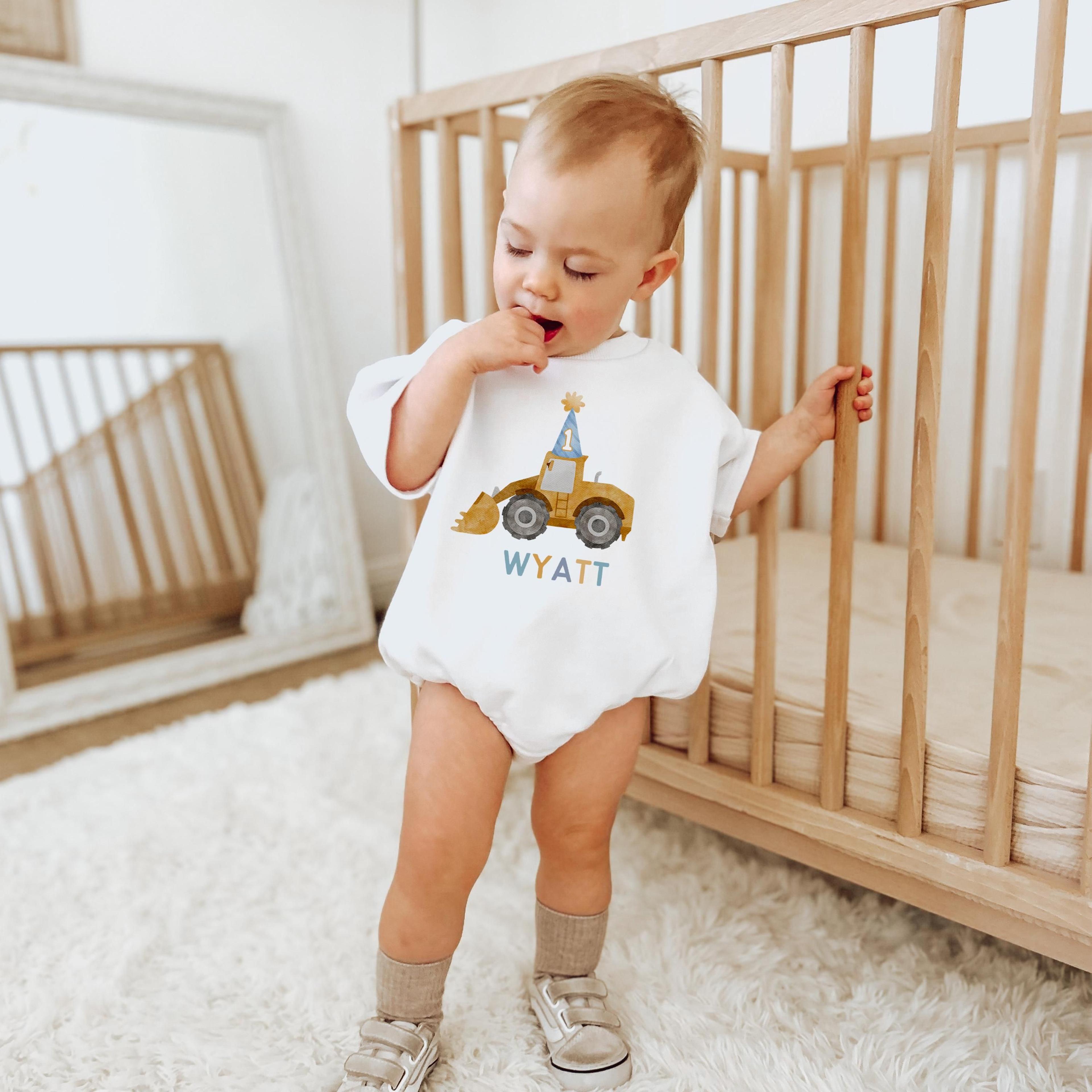 construction birthday romper, boy birthday outfit, dump truck birthday shirt, construction theme birthday tee, cake smas