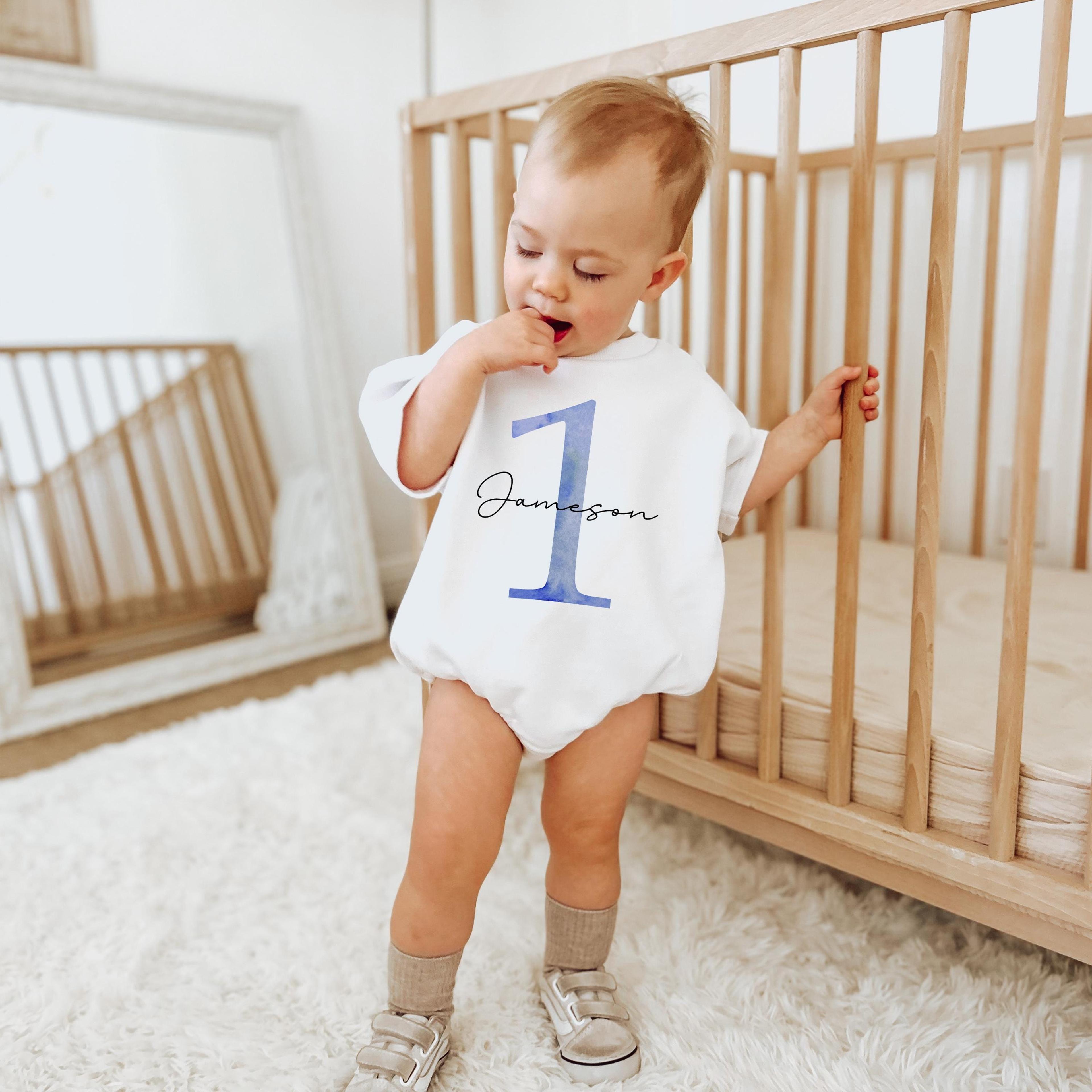 first birthday boy outfit, blue birthday romper, bubble one birthday shirt, 1st birthday boy romper, cake smash outfit