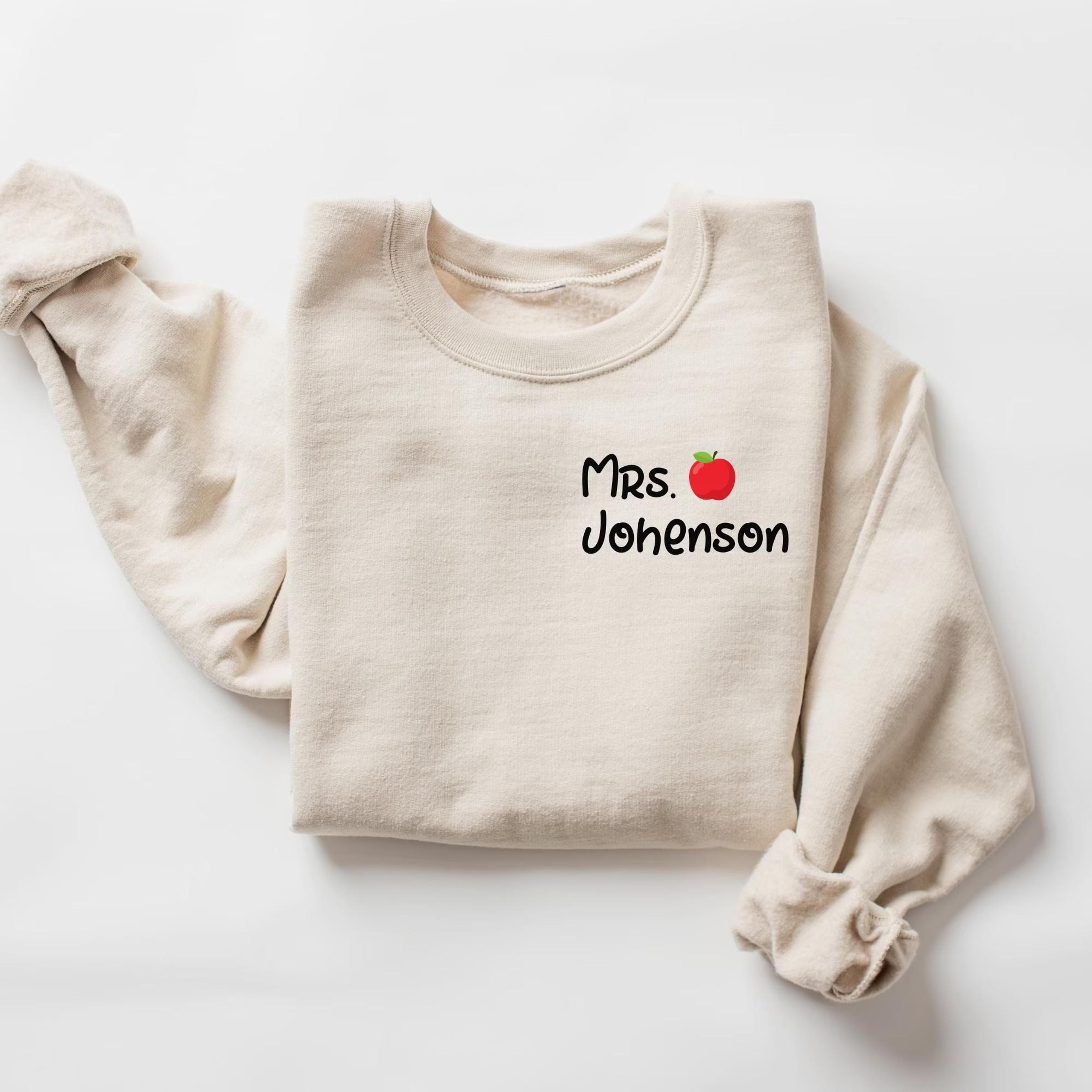 personalized teacher sweatshirt custom teacher name crewneck apple teacher gift teacher appreciation sweatshirt