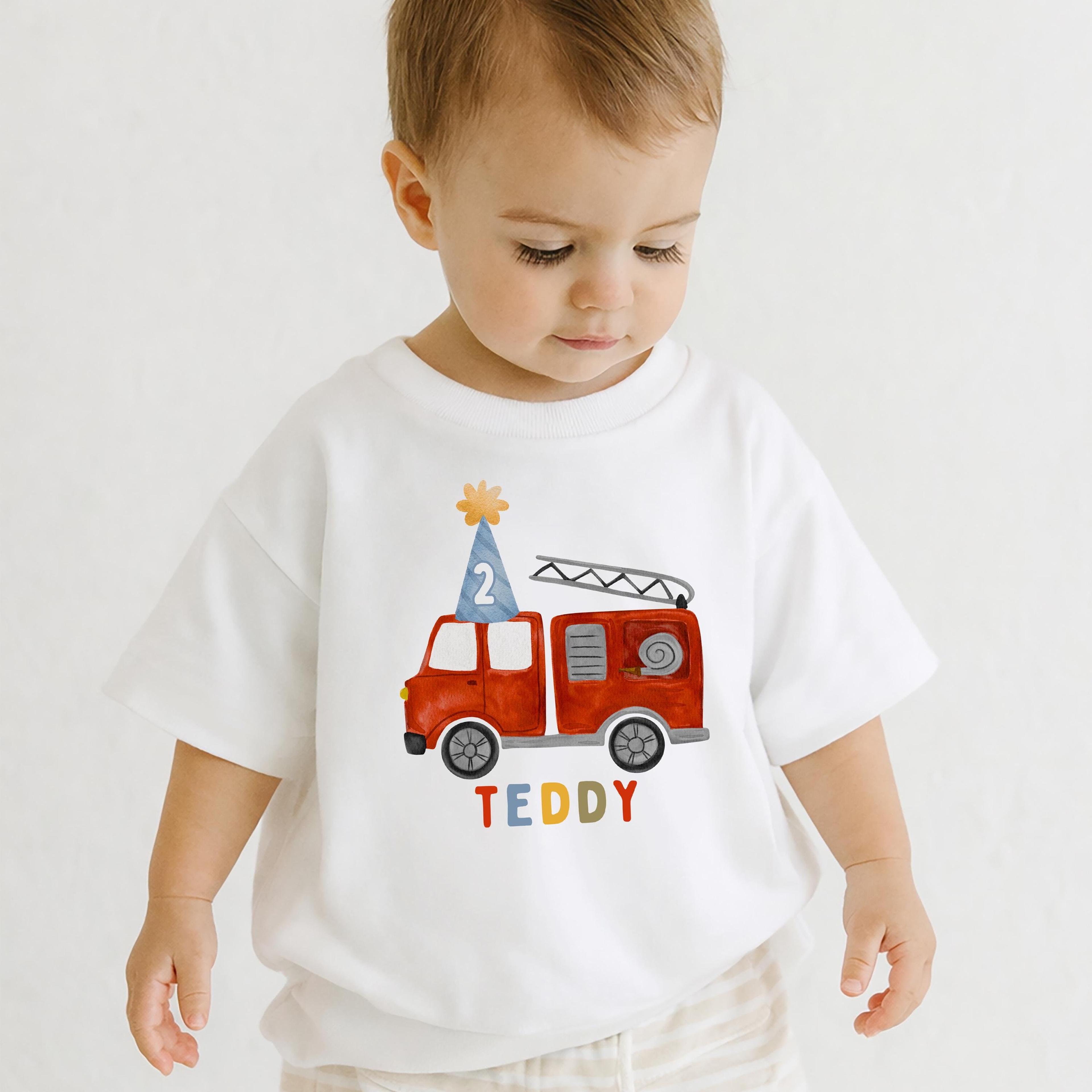 fire truck birthday shirt, firefighter birthday outfit, fire truck birthday romper, boy birthday tee, fire engine cake s