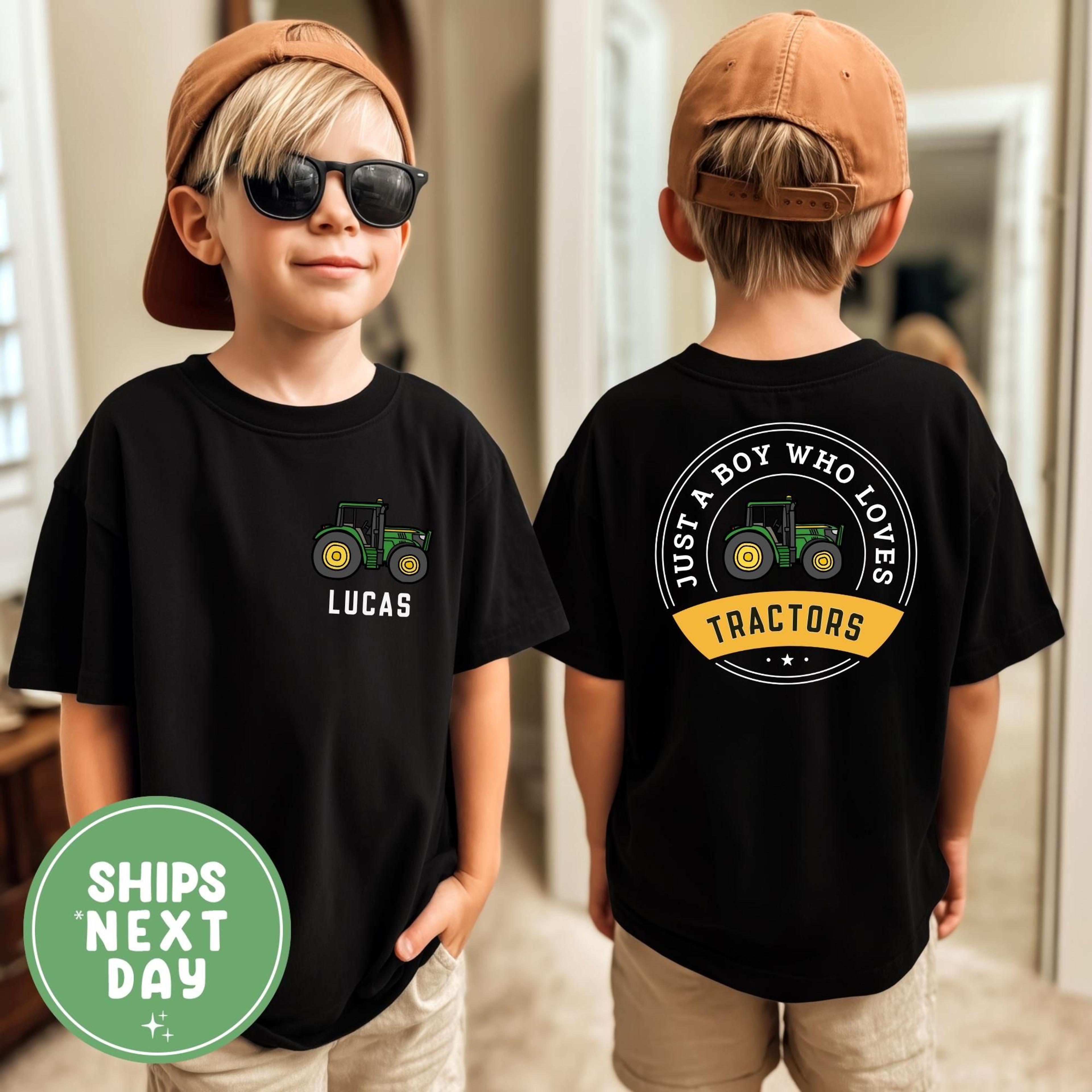personalized tractor shirt for boys custom name tractor lover tee farm kid shirt birthday gift country boy outfit