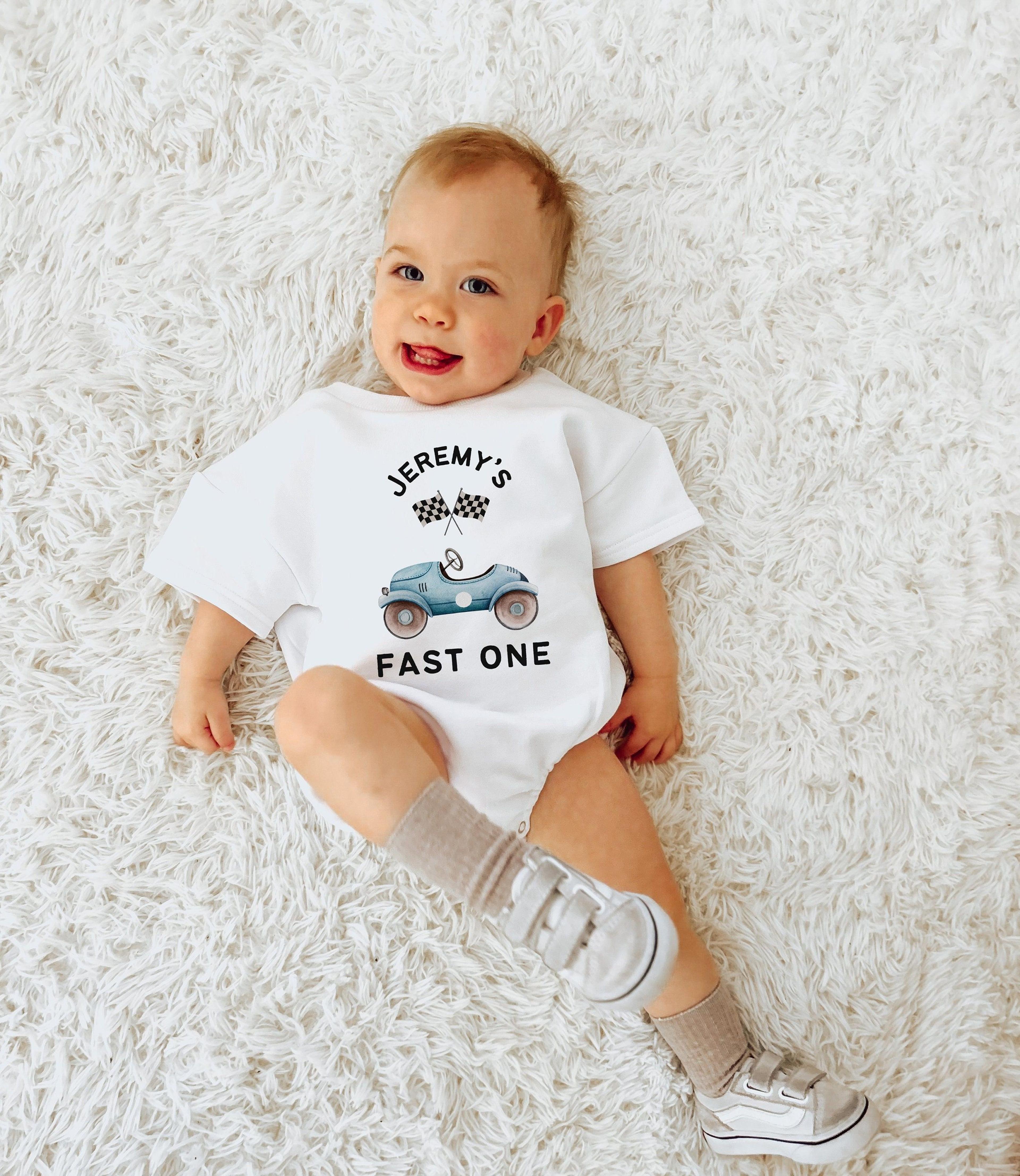 fast one birthday shirt, race car birthday outfit, first birthday boy shirt, racing birthday romper, cake smash outfit