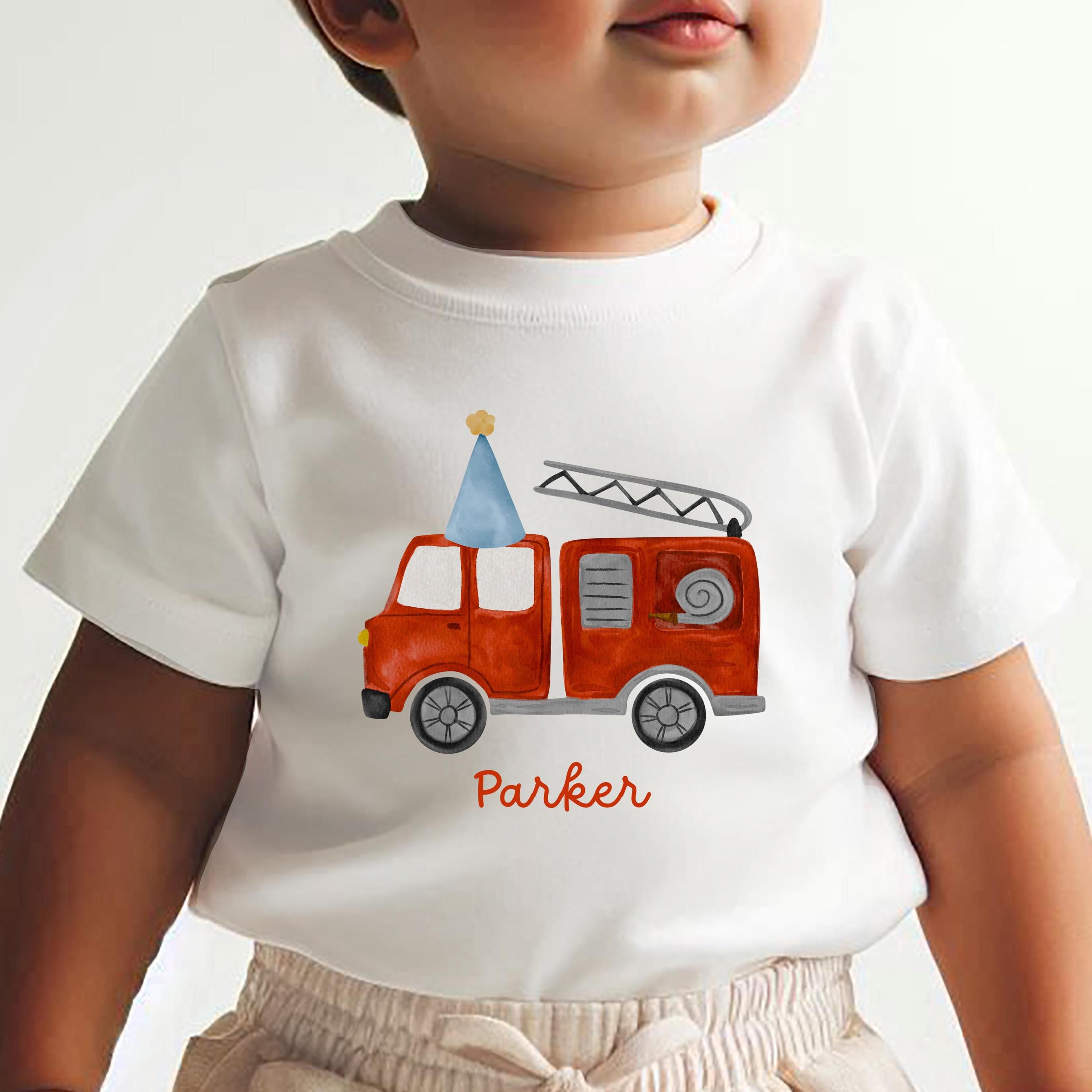 fire truck birthday shirt, firefighter birthday outfit, boy fire truck tee, fire engine birthday shirt, birthday boy out