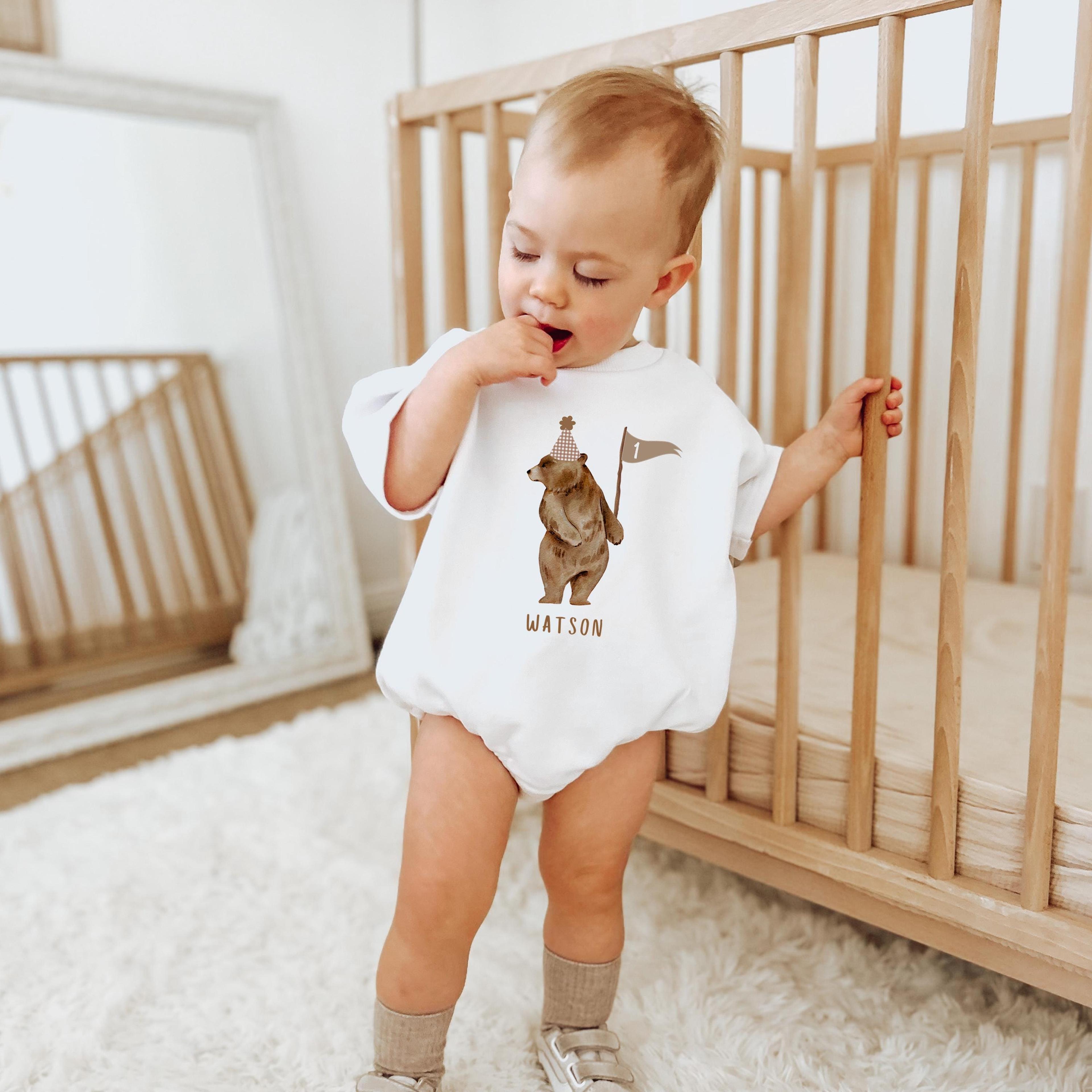 beary first birthday outfit, bear birthday romper, first birthday shirt, woodland birthday outfit, cake smash romper