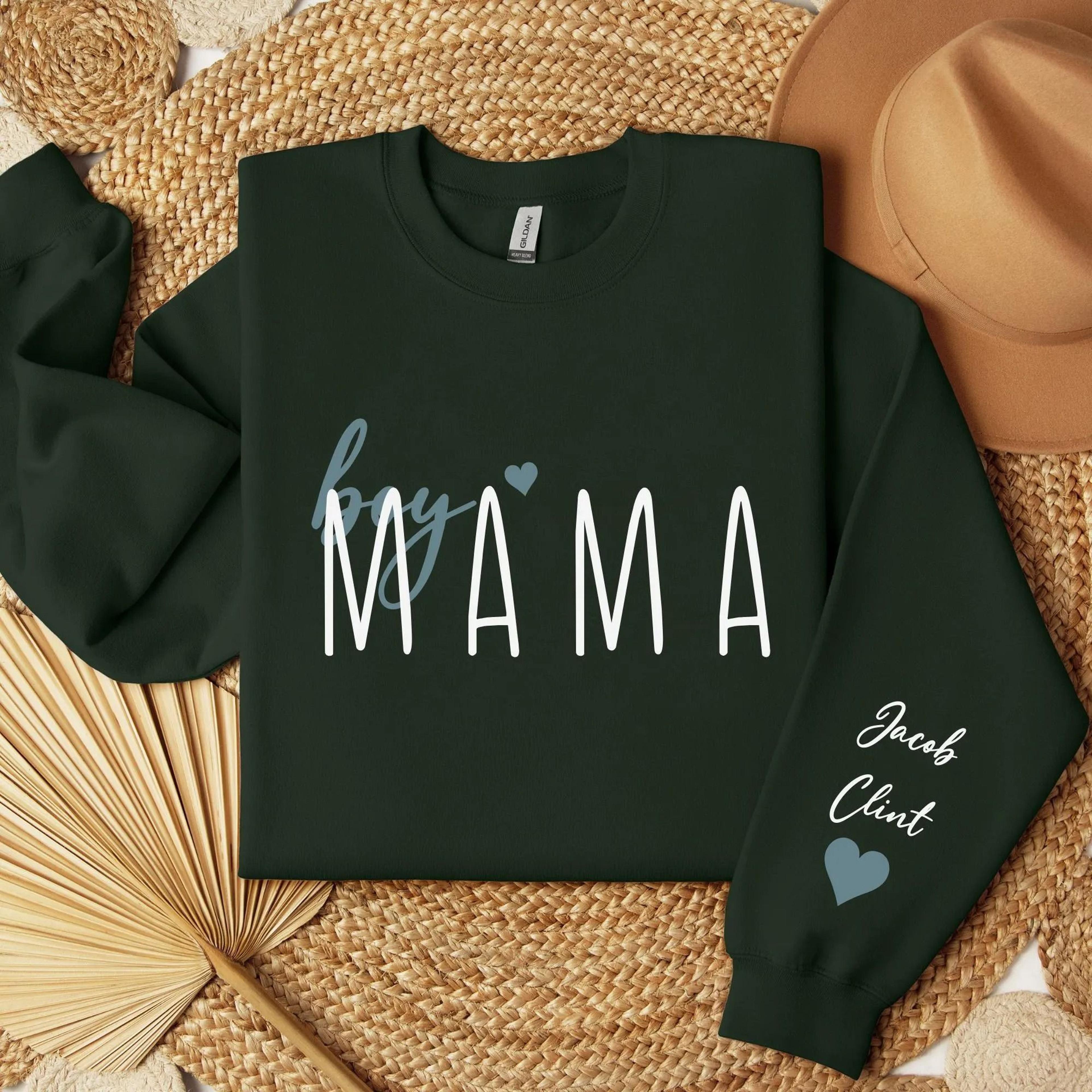 personalized mama sweatshirt custom mom crewneck gift for mom mothers day sweatshirt kids names sleeve sweatshirt
