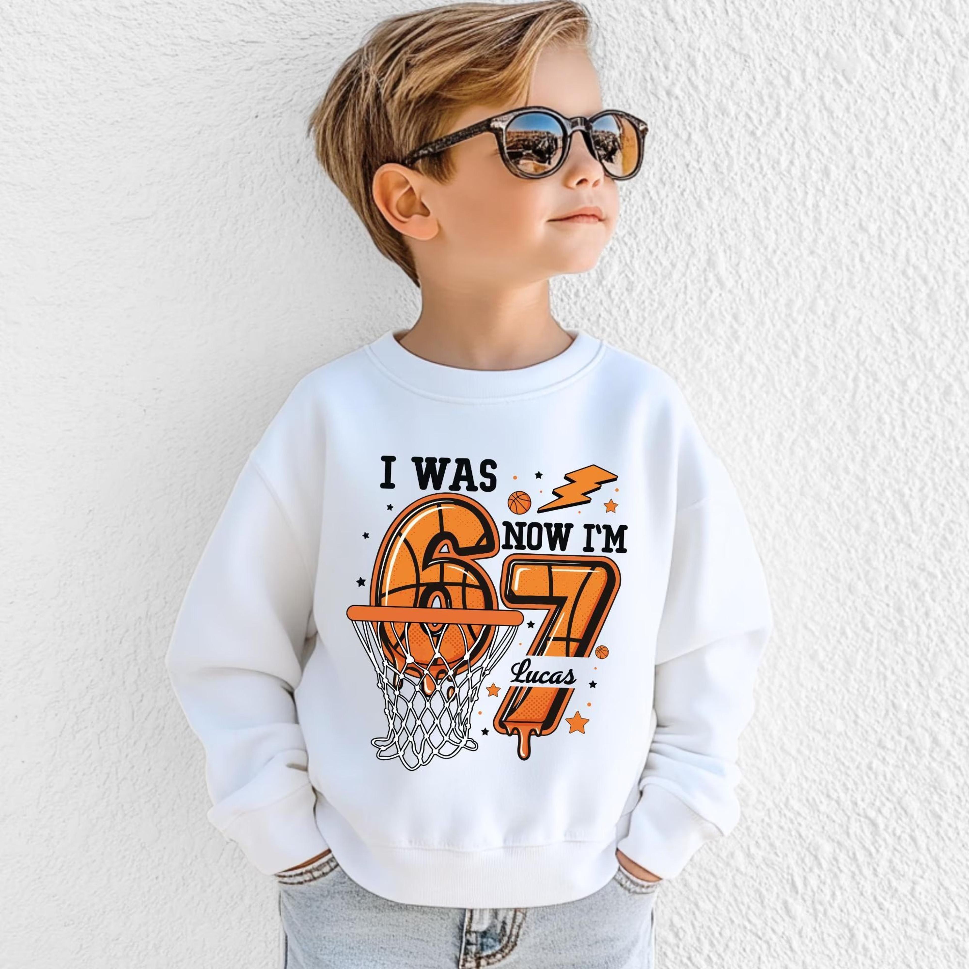 personalized basketball birthday shirt i was 6 now im 7 custom name birthday sweatshirt boys basketball gift