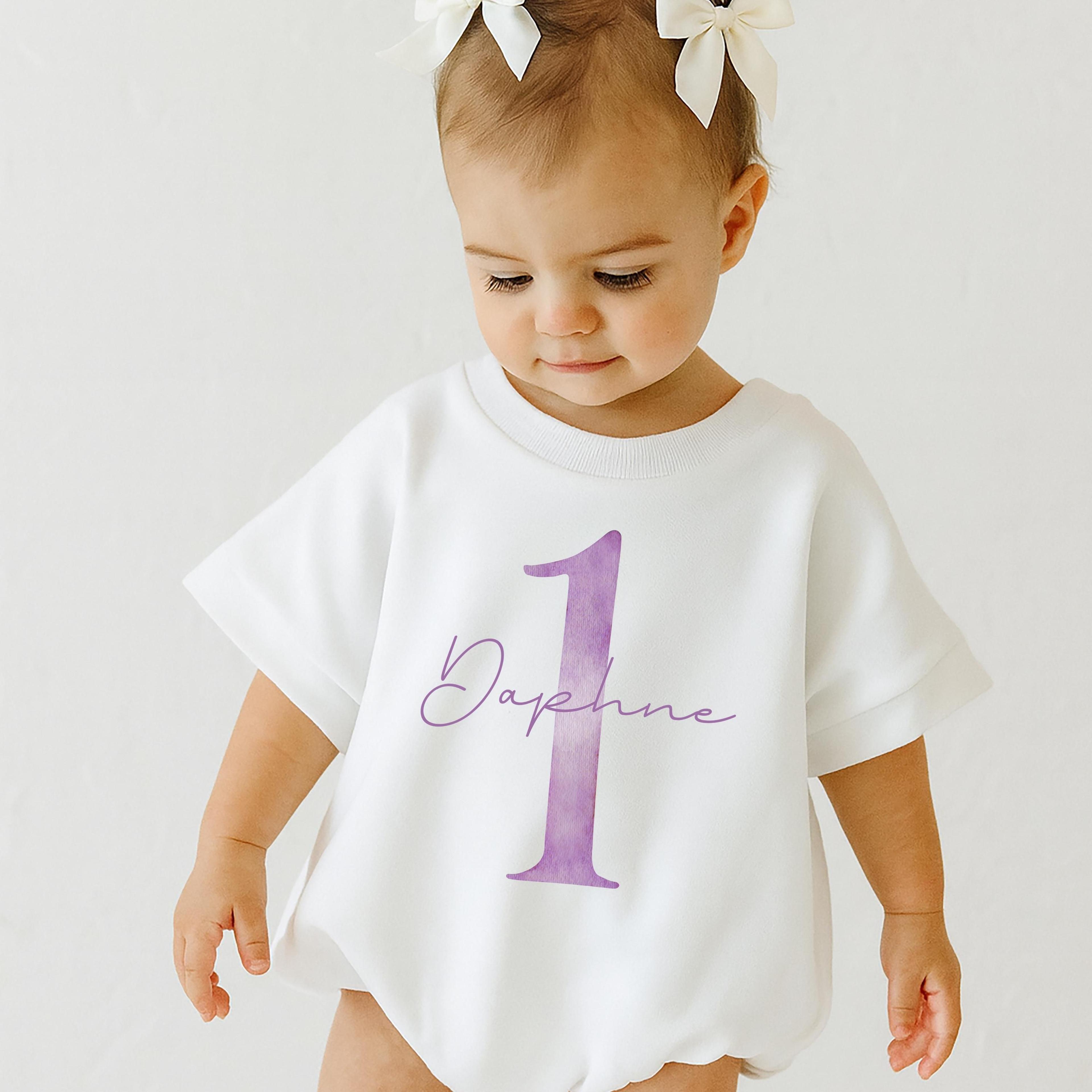 purple first birthday outfit, birthday girl romper, lavender birthday shirt, first birthday girl outfit, cake smash romp