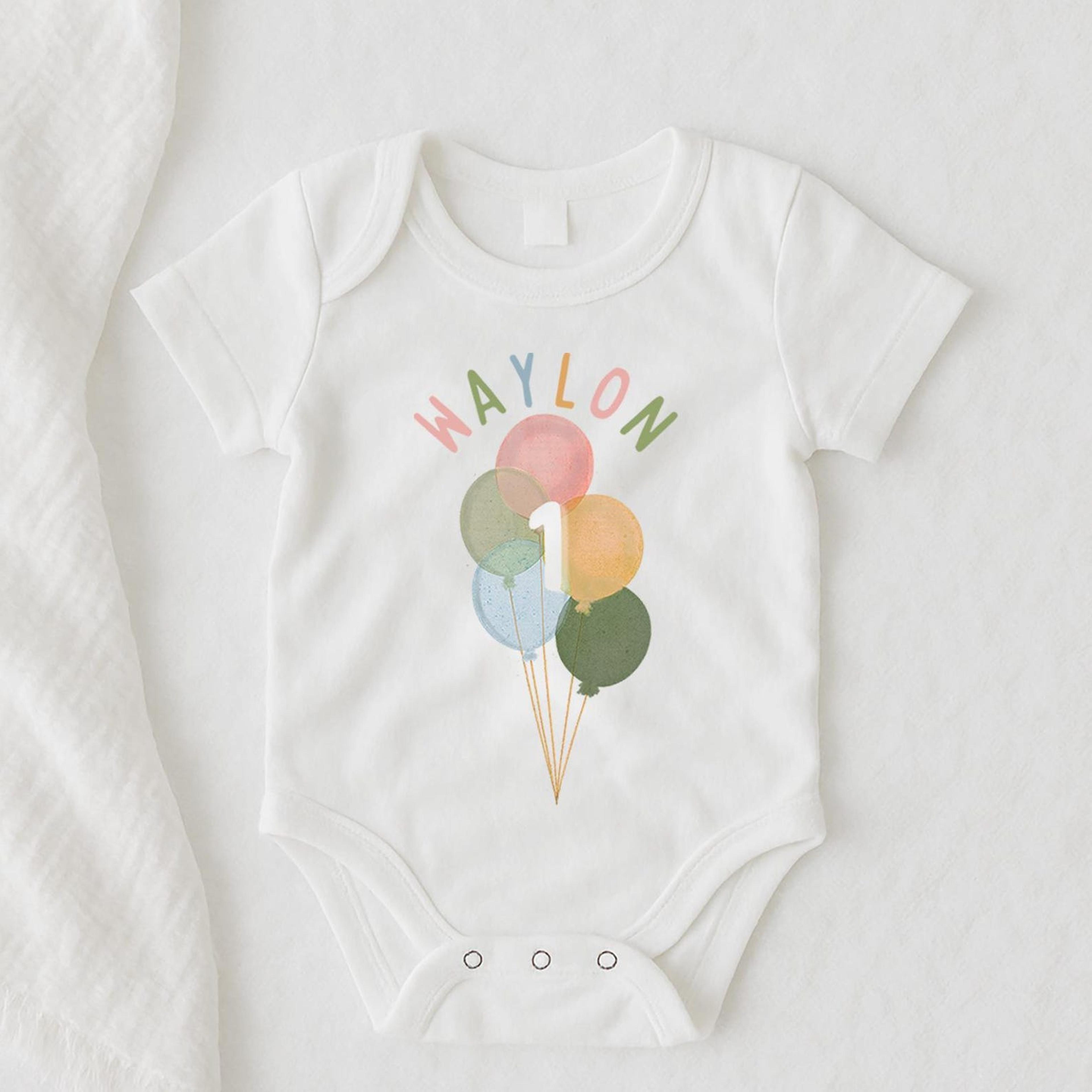 pastel rainbow birthday outfit, rainbow balloon birthday romper, first birthday girl shirt, cake smash outfit