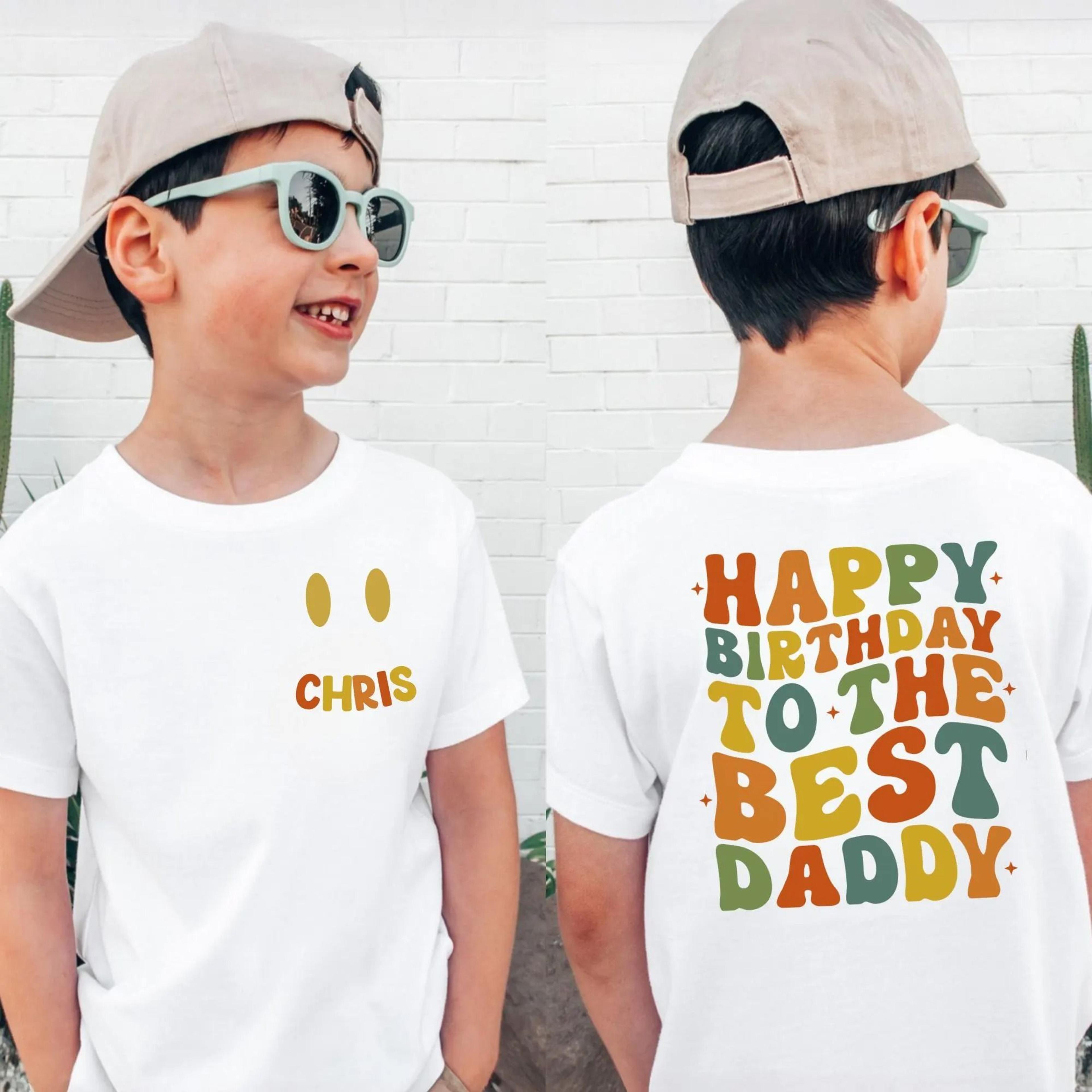 personalized happy birthday daddy shirt, custom kids birthday shirt for dad, birthday boy matching family shirt