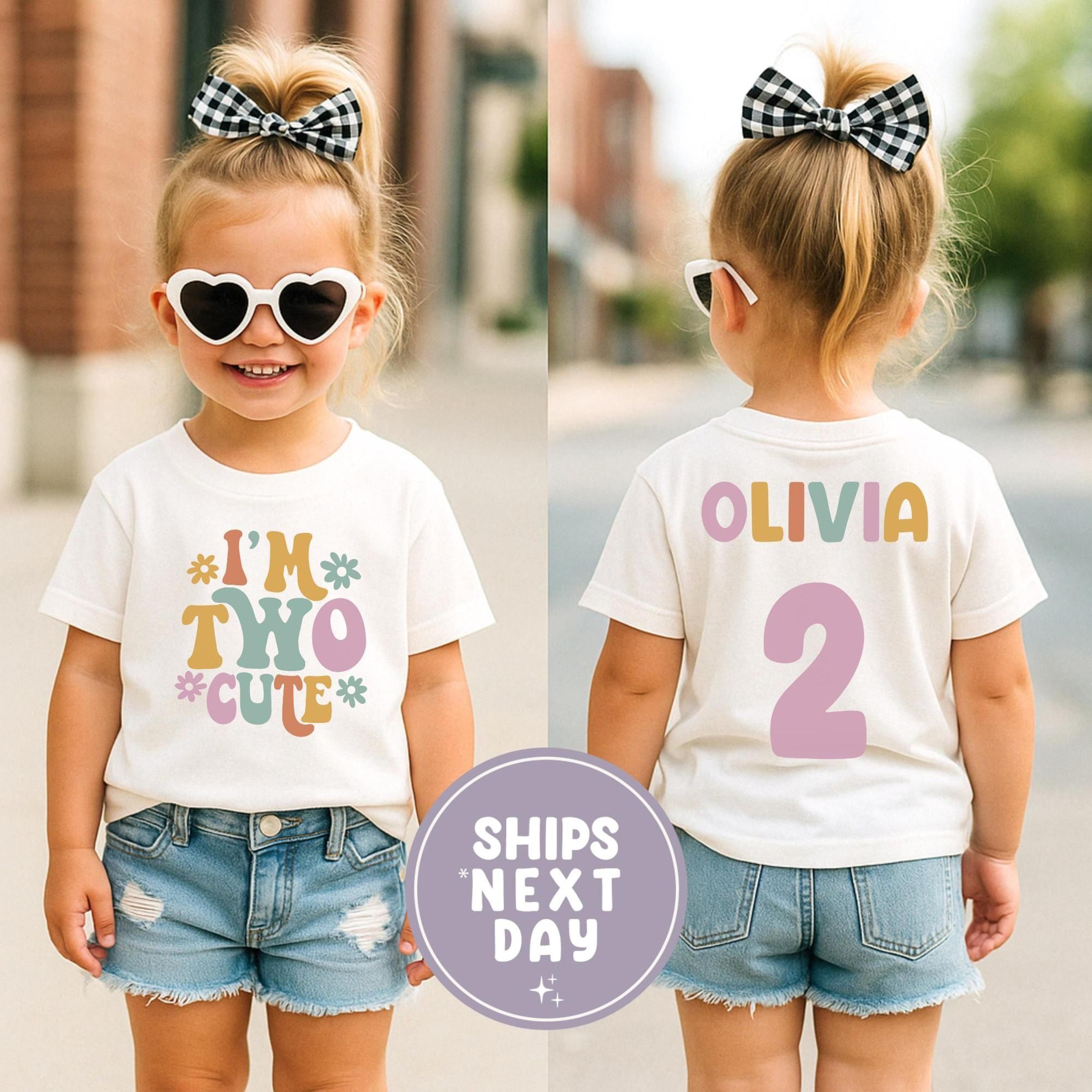i'm two cute birthday shirt, personalized 2nd birthday girl shirt, custom name birthday tee, two cute birthday outfit