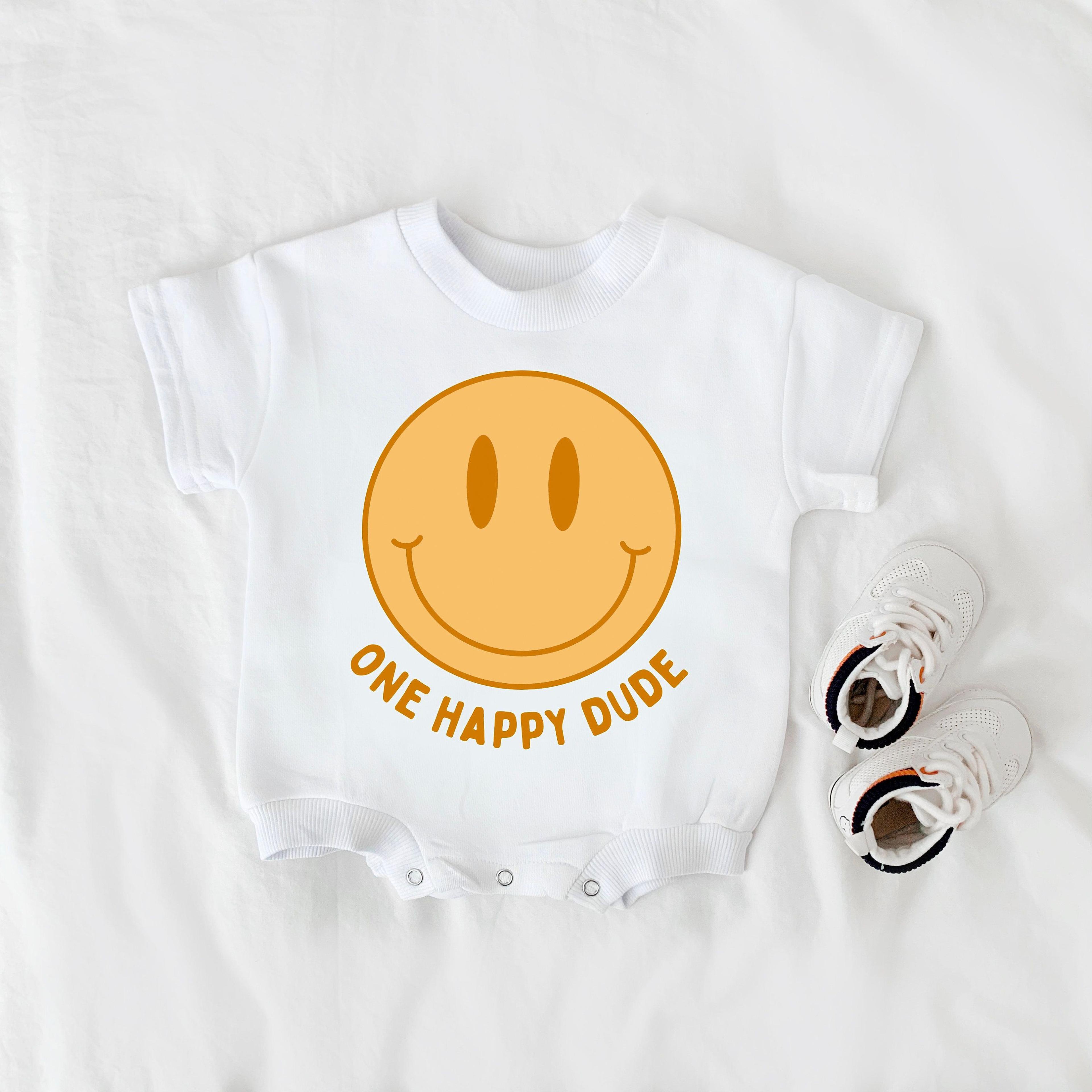 happy one birthday outfit, one happy dude romper, first birthday shirt, retro birthday outfit, cake smash outfit