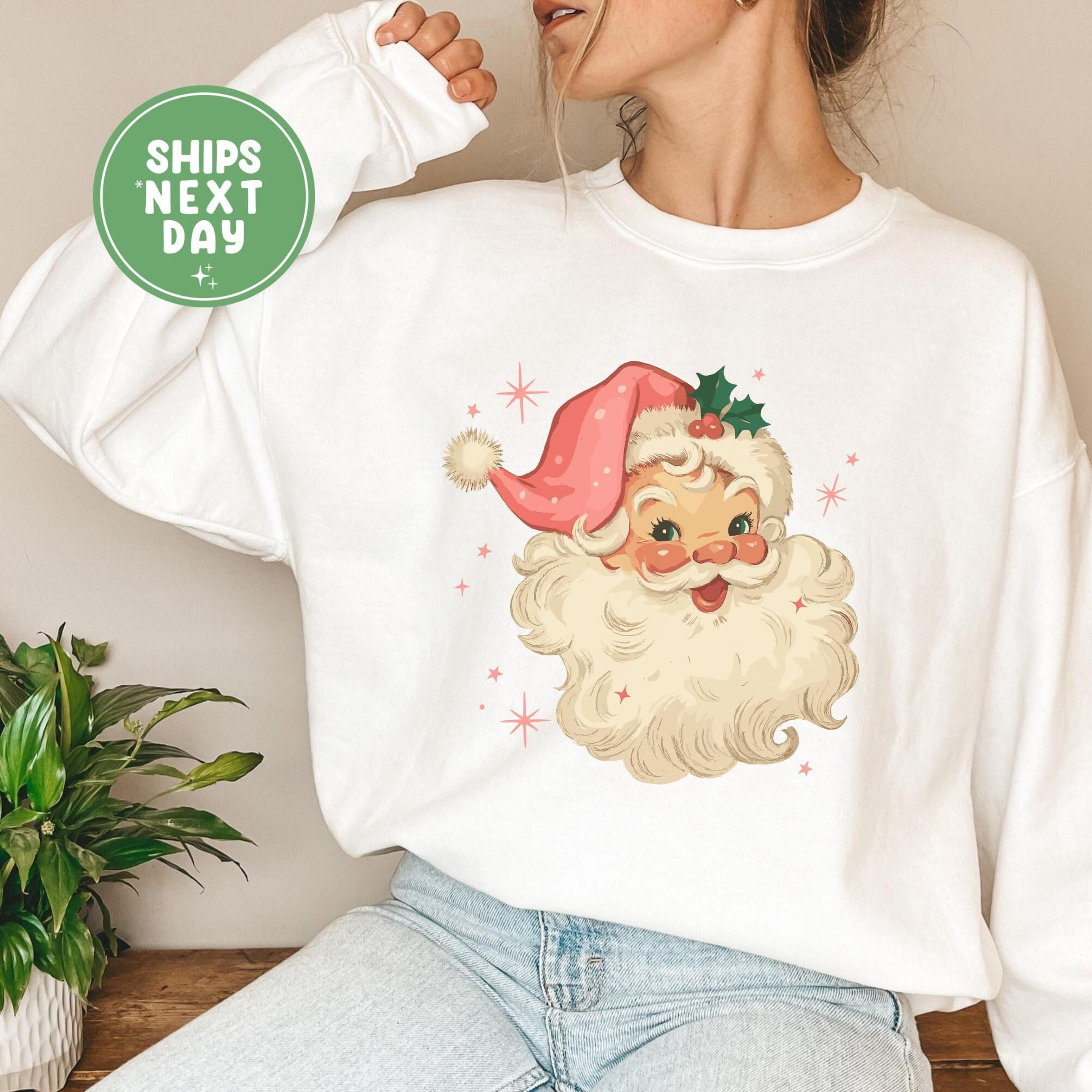 cute santa face sweatshirt, christmas santa crewneck, minimalist santa claus sweatshirt, holiday sweatshirt, christmas