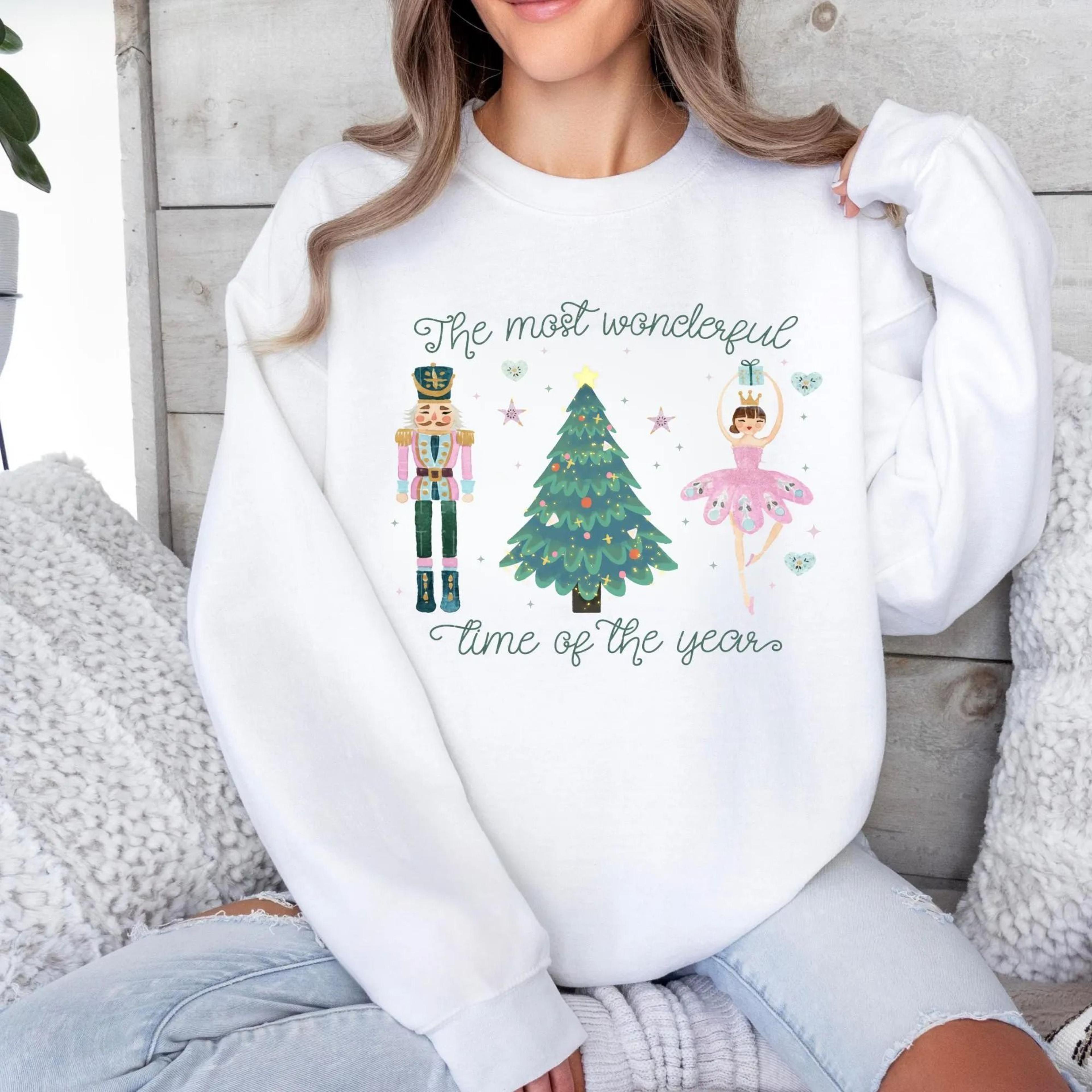the most wonderful time of the year sweatshirt, nutcracker ballet christmas sweatshirt, christmas tree crewneck, holiday