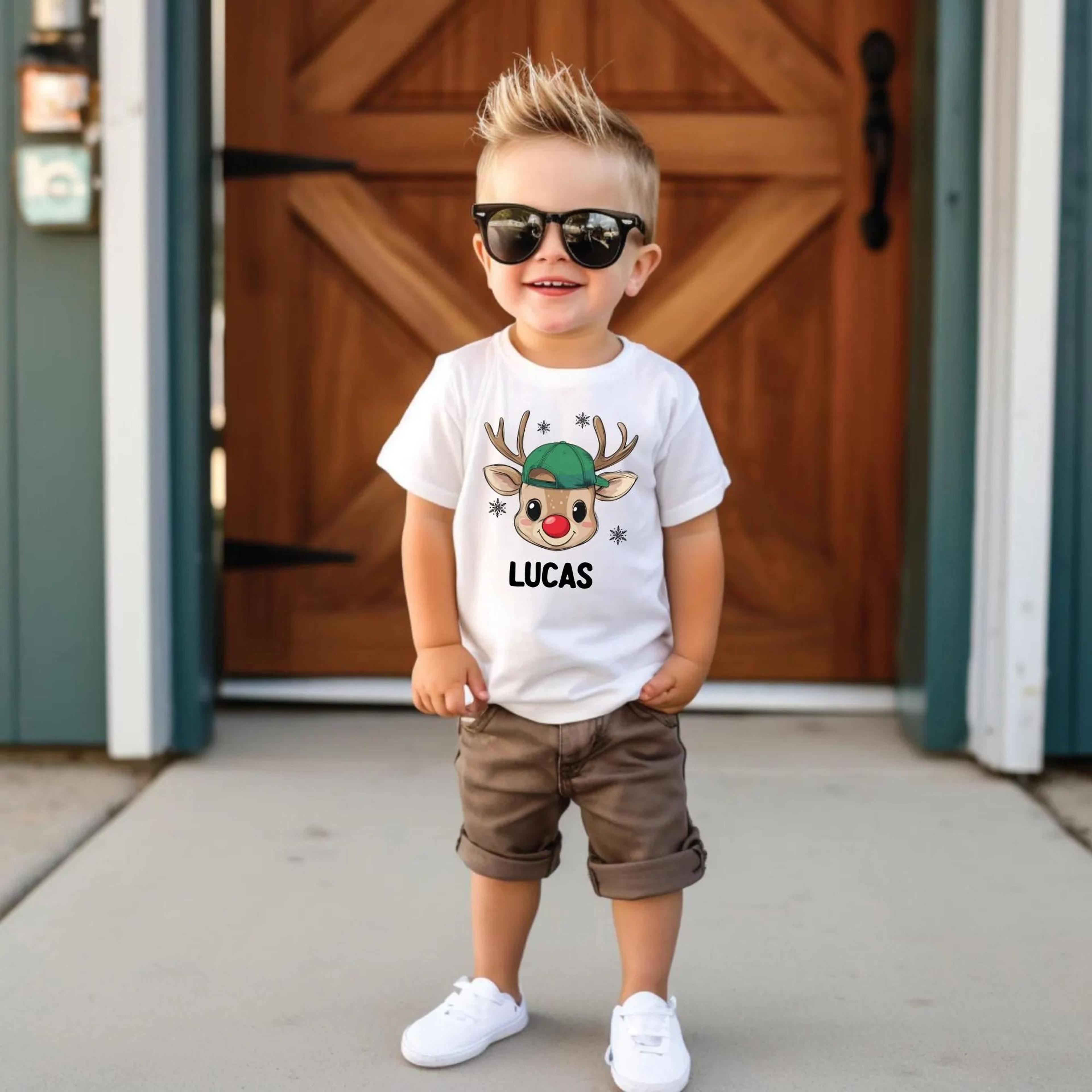 personalized reindeer christmas shirt, custom kids christmas shirt, reindeer name tee, rudolph christmas shirt, matching