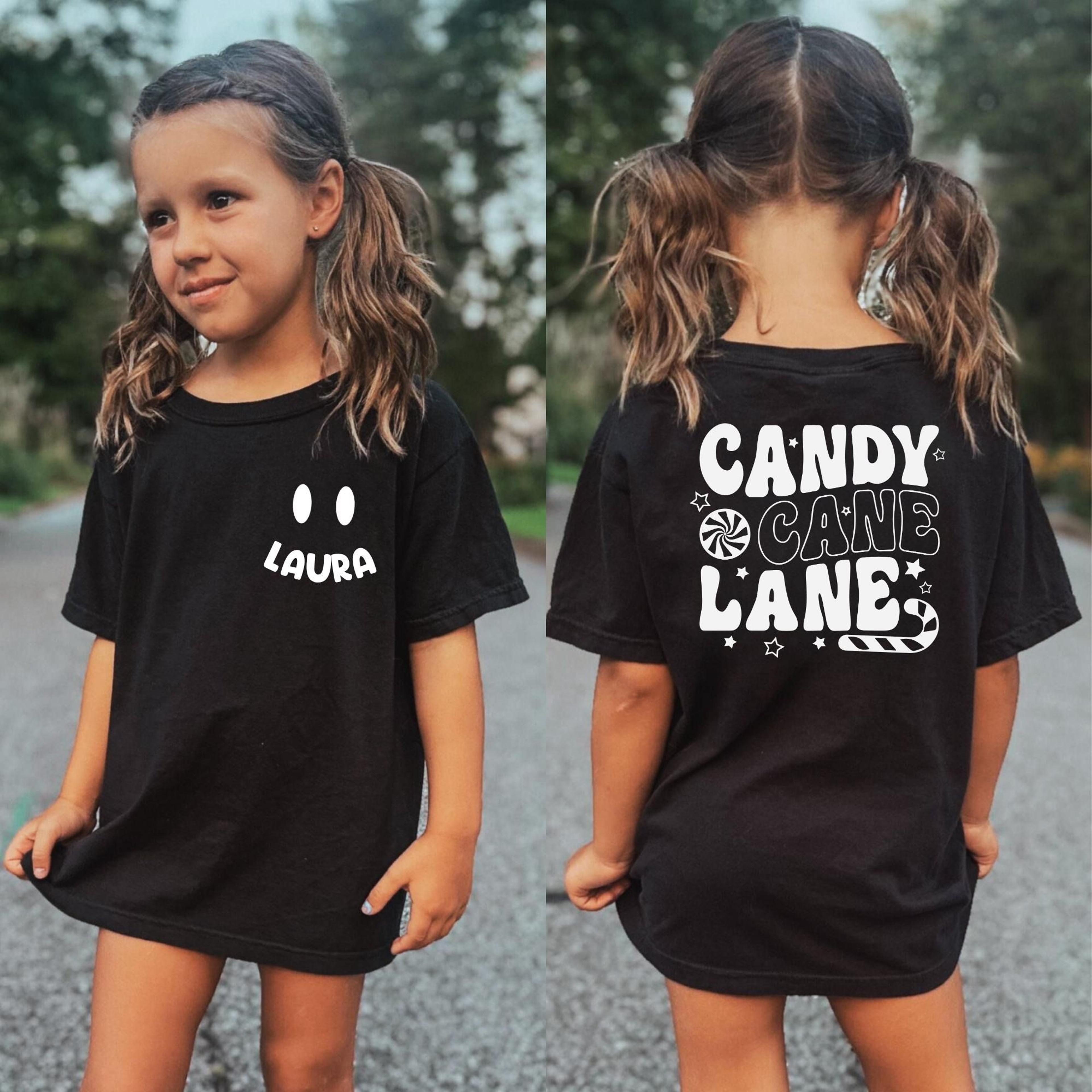 candy cane lane shirt, personalized christmas shirt, custom name christmas tee, kids christmas shirt, family christmas m