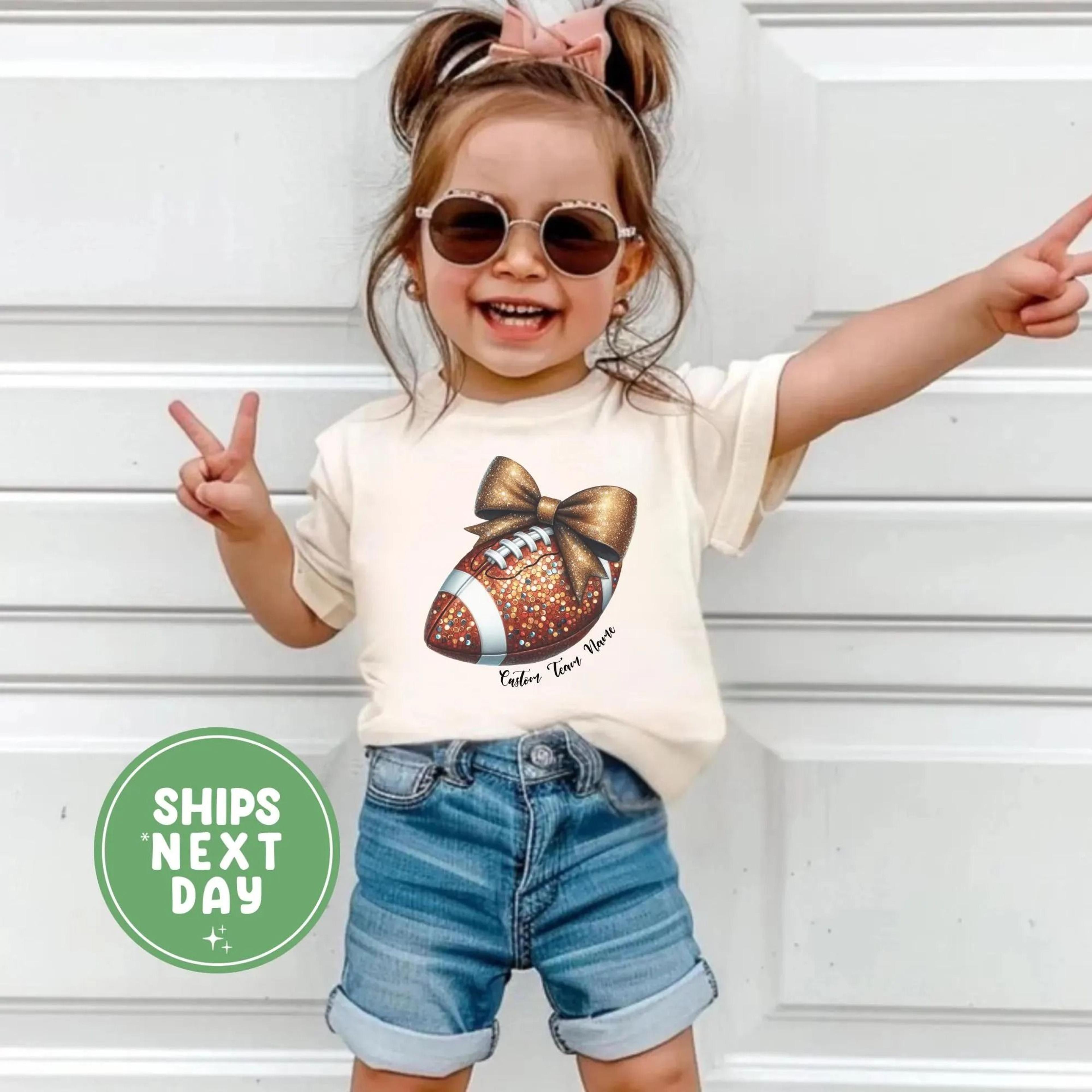 personalized football bow shirt, custom team name football shirt, girls football shirt, football mom gift, football seas