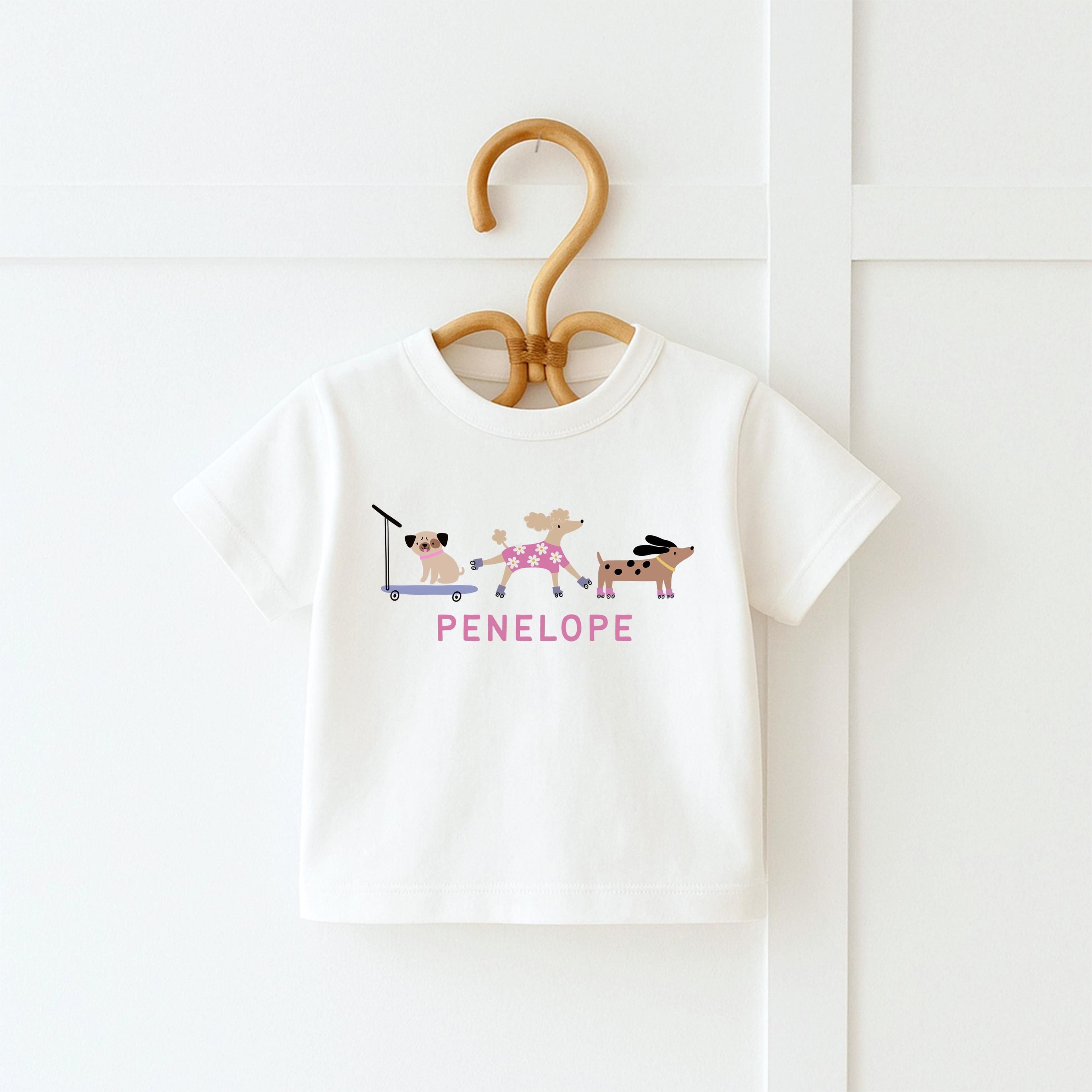 pink rollerskating dog birthday shirt, puppy birthday girl outfit, skating dog shirt, dog birthday tee, birthday celebra