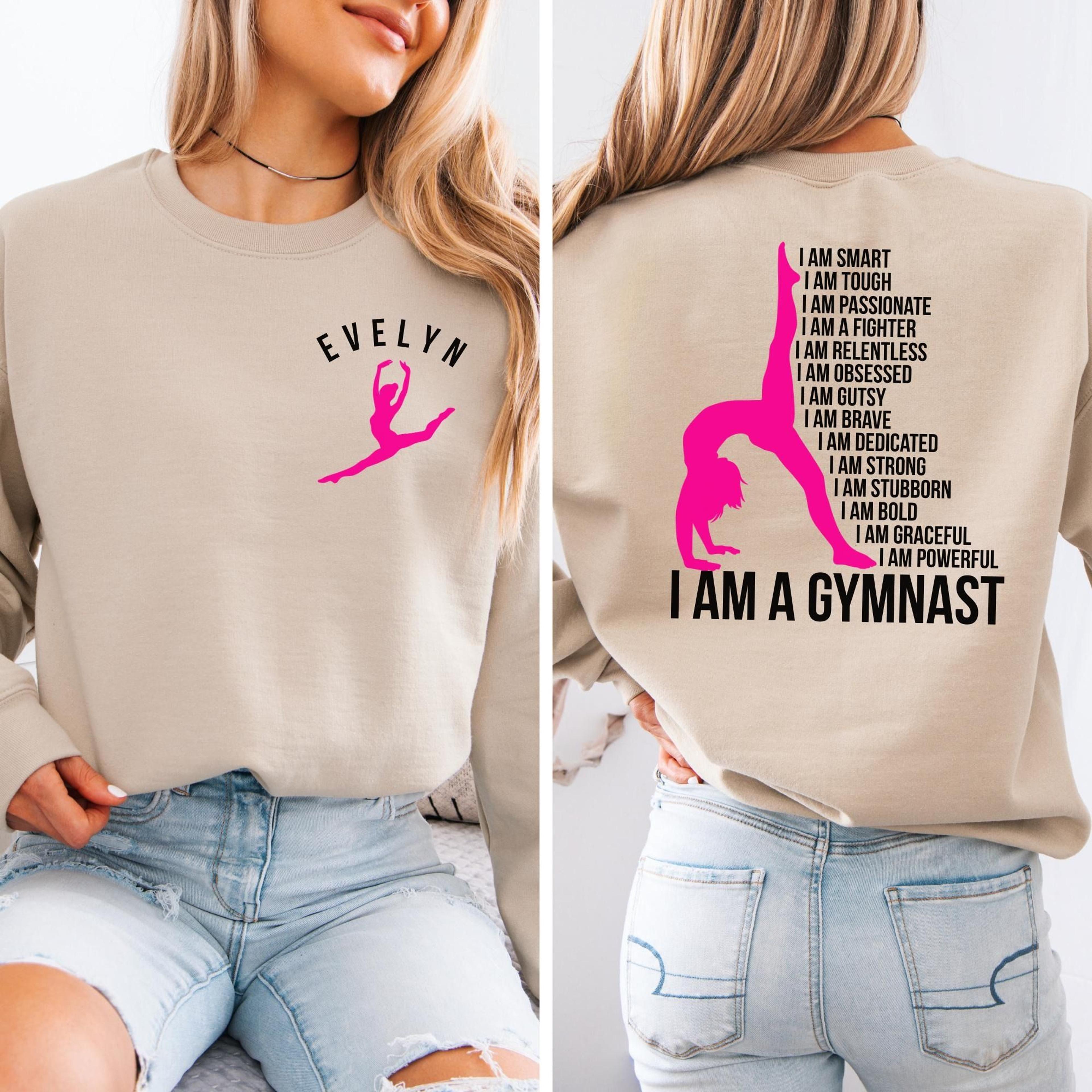 personalized gymnast sweatshirt, custom gymnastics team sweatshirt, gymnast gift for girls, personalized gymnast