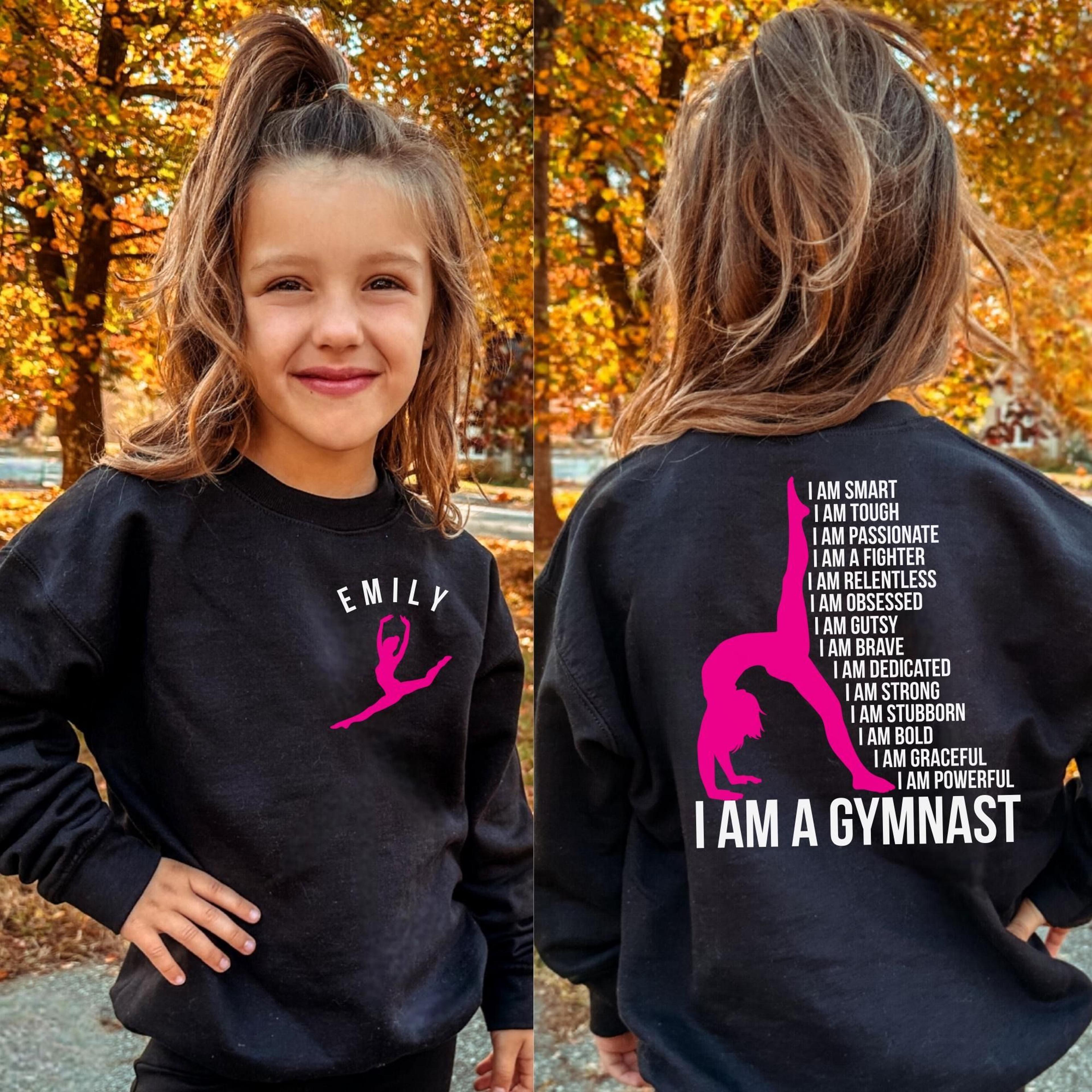 personalized gymnast sweatshirt for girls, custom gymnastics team sweatshirt, youth gymnast crewneck, gymnastics meet