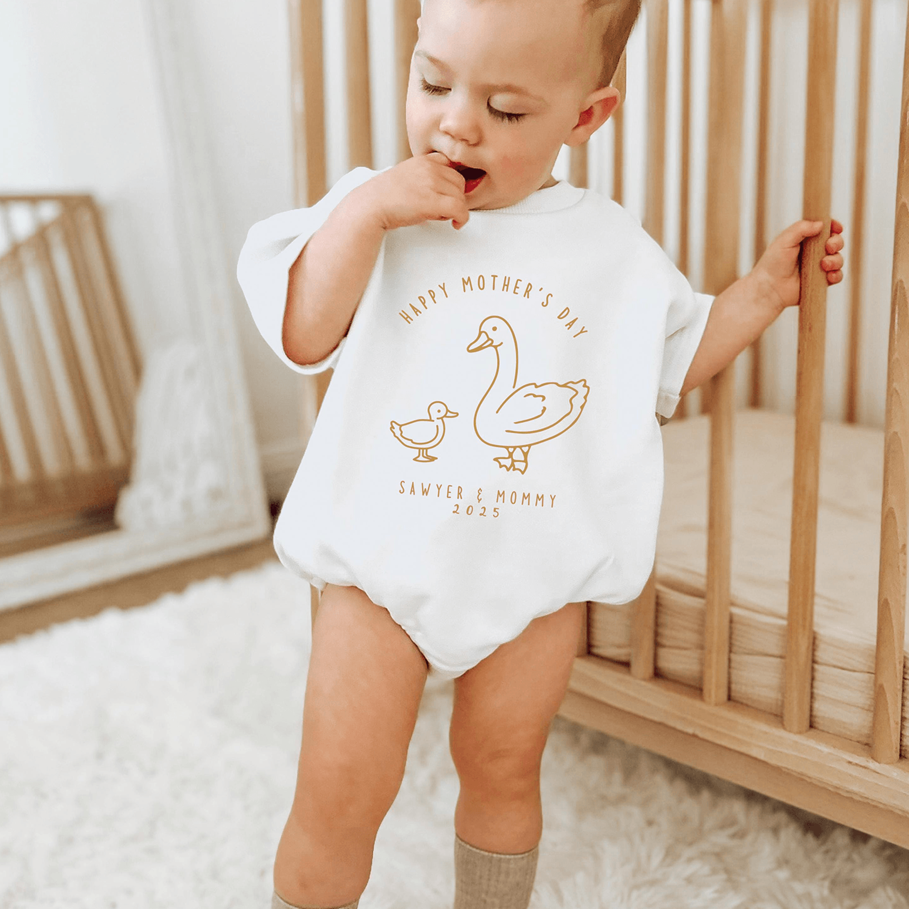 first mother's day baby outfit, mommy and baby duckling bodysuit, mother's day gift from baby, duck mom matching outfit,