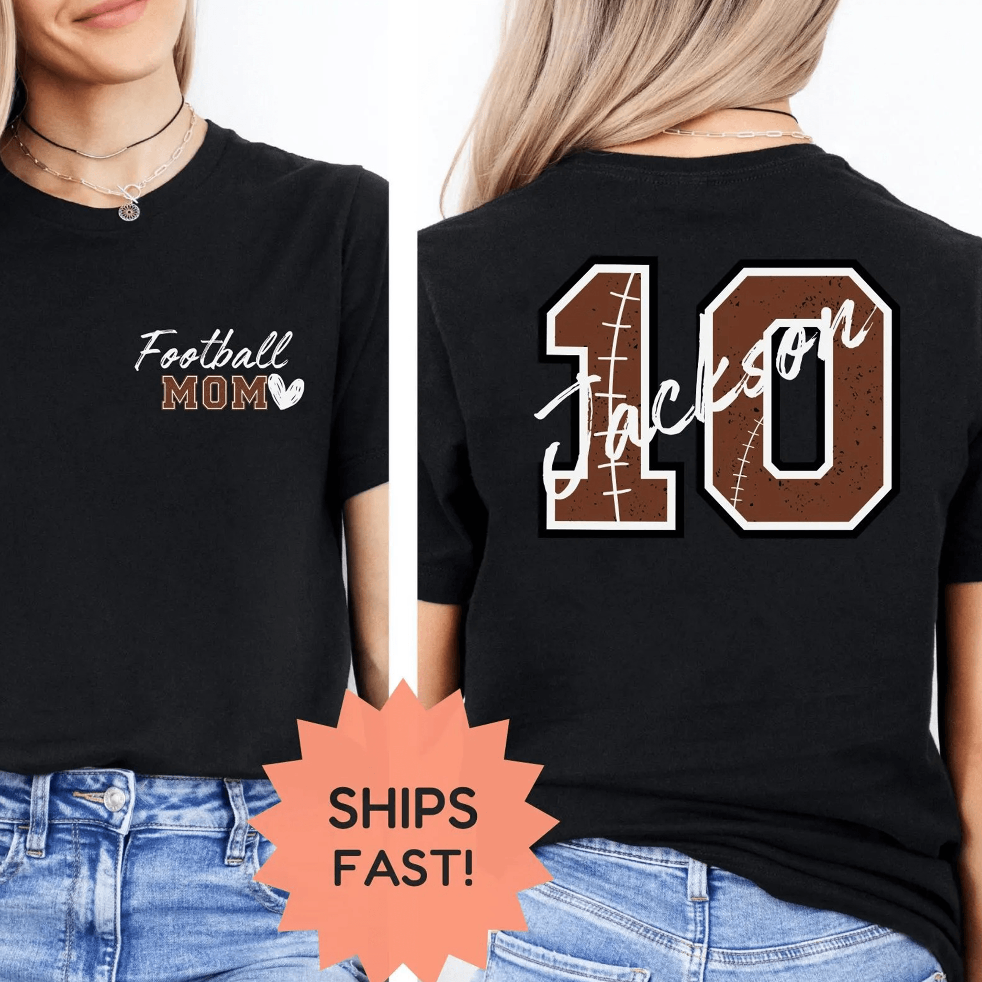 personalized football mom shirt, custom football mom tee, football jersey number shirt, game day football mom