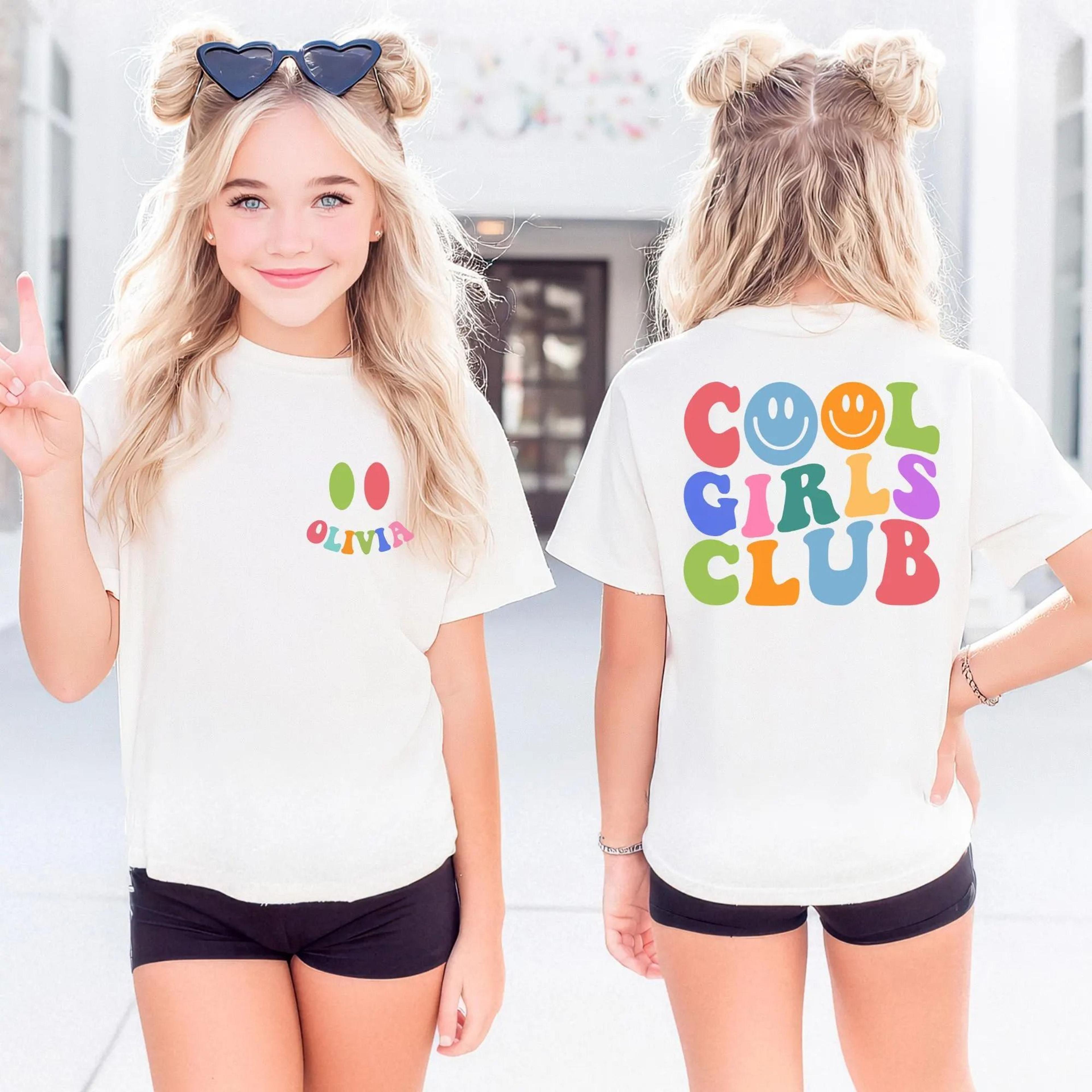 cool girls club shirt, personalized girls shirt, custom name girls tee, retro girls club shirt, trendy tween girl shirt