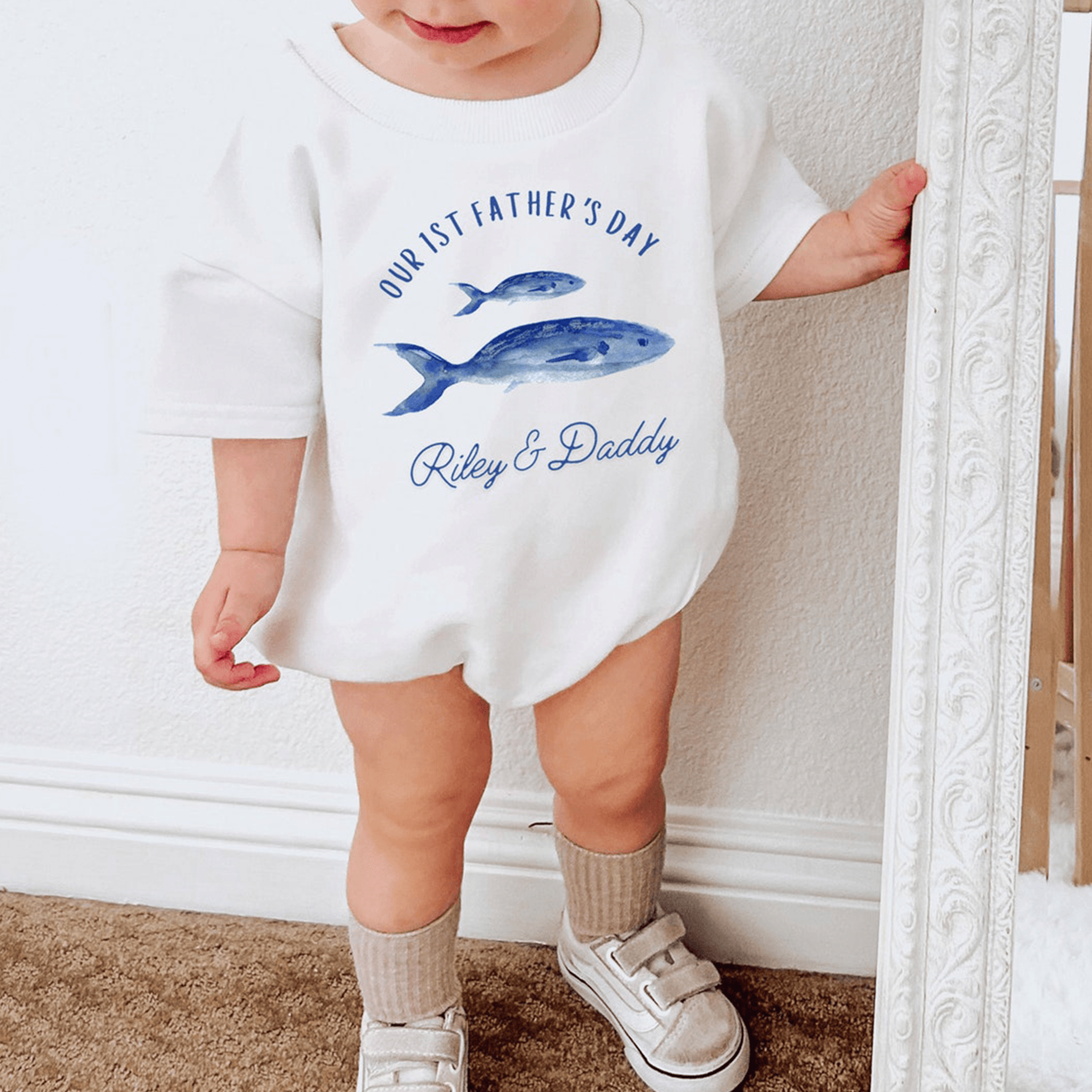 first father's day baby outfit, personalized father's day bodysuit, our first father's day gift, daddy and me outfit, ne
