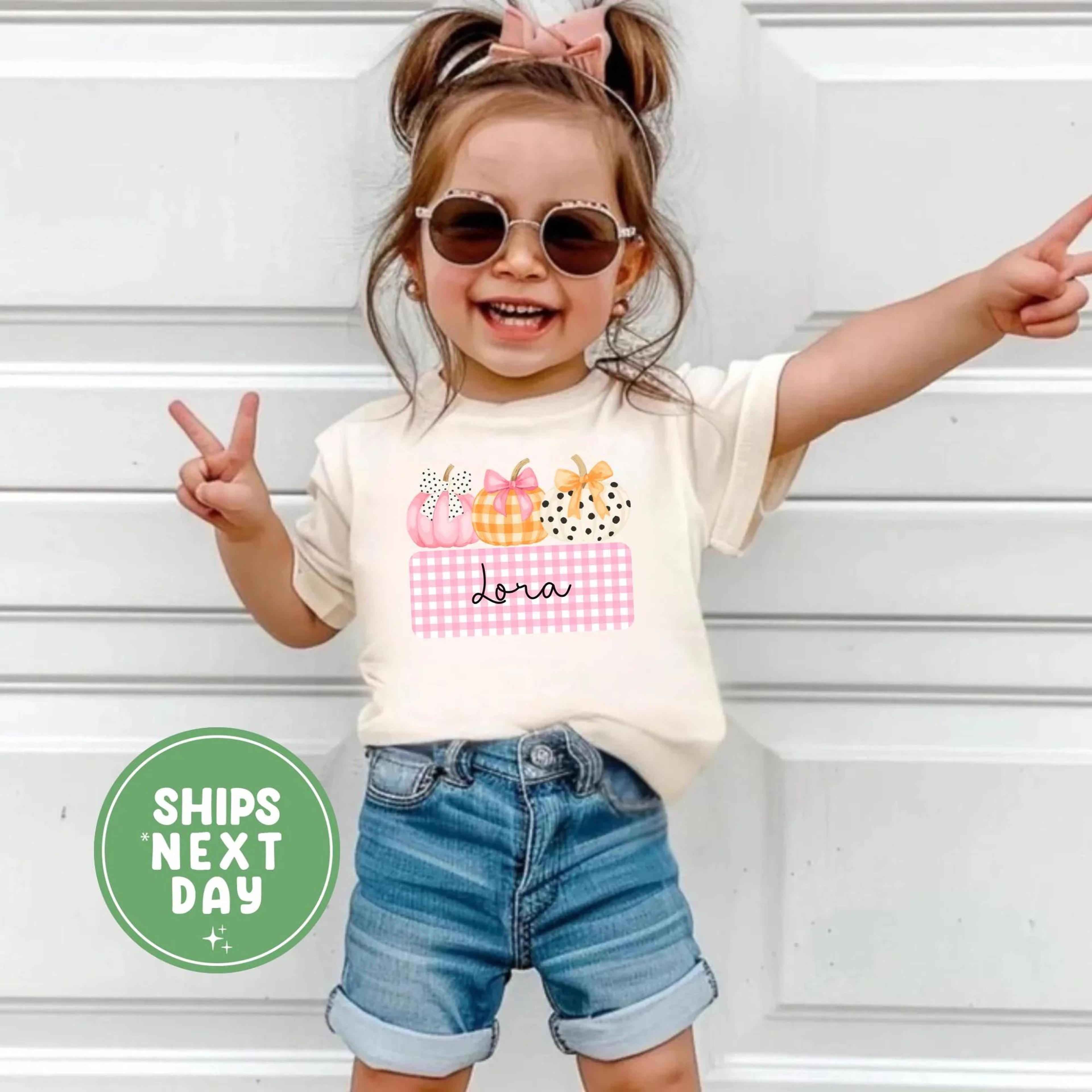 personalized pumpkin shirt, custom fall pumpkin tee, girls fall shirt, cute pumpkin bow shirt, toddler pumpkin shirt