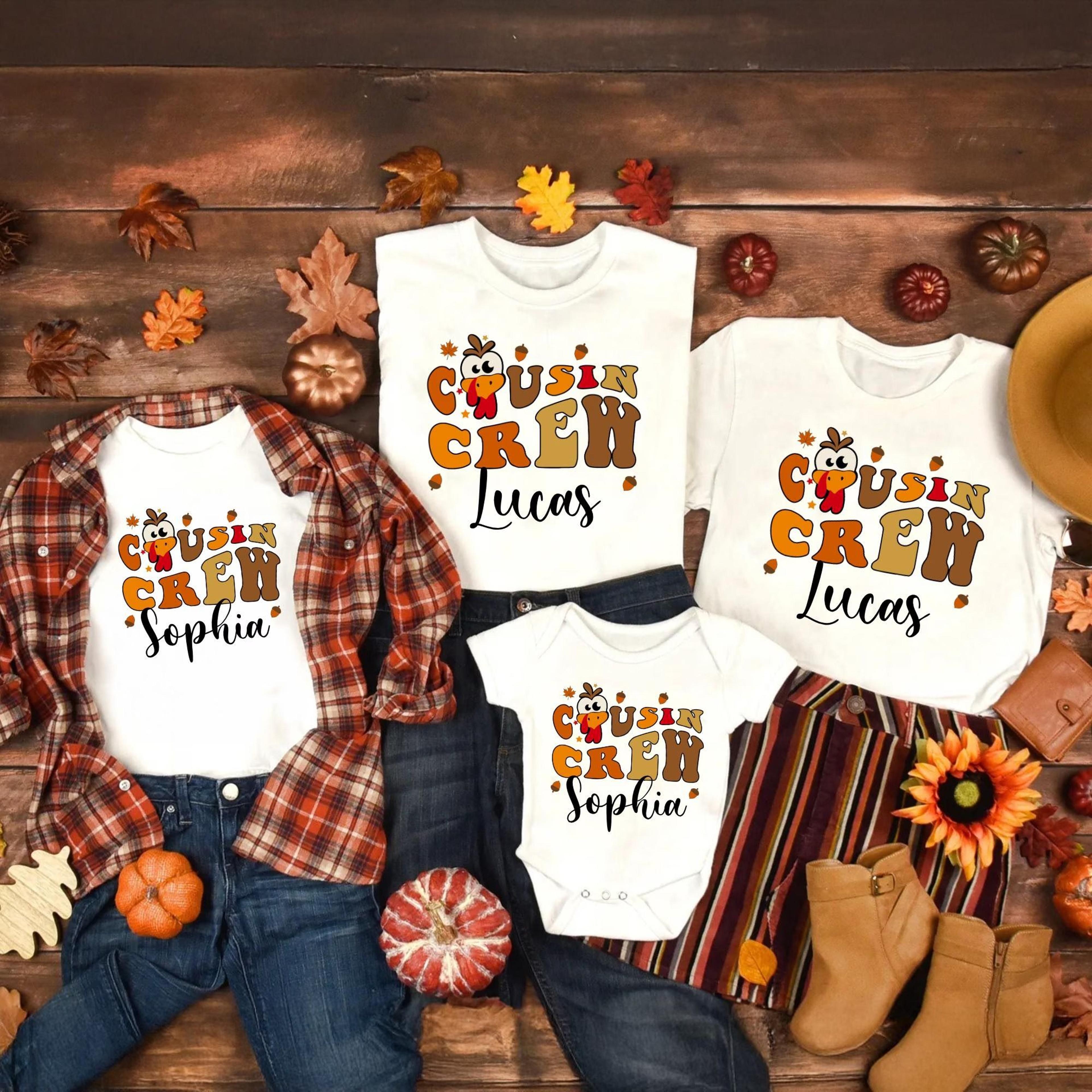 personalized cousin crew shirt, thanksgiving cousin shirts, matching cousin outfit, turkey cousin crew tee, custom kids