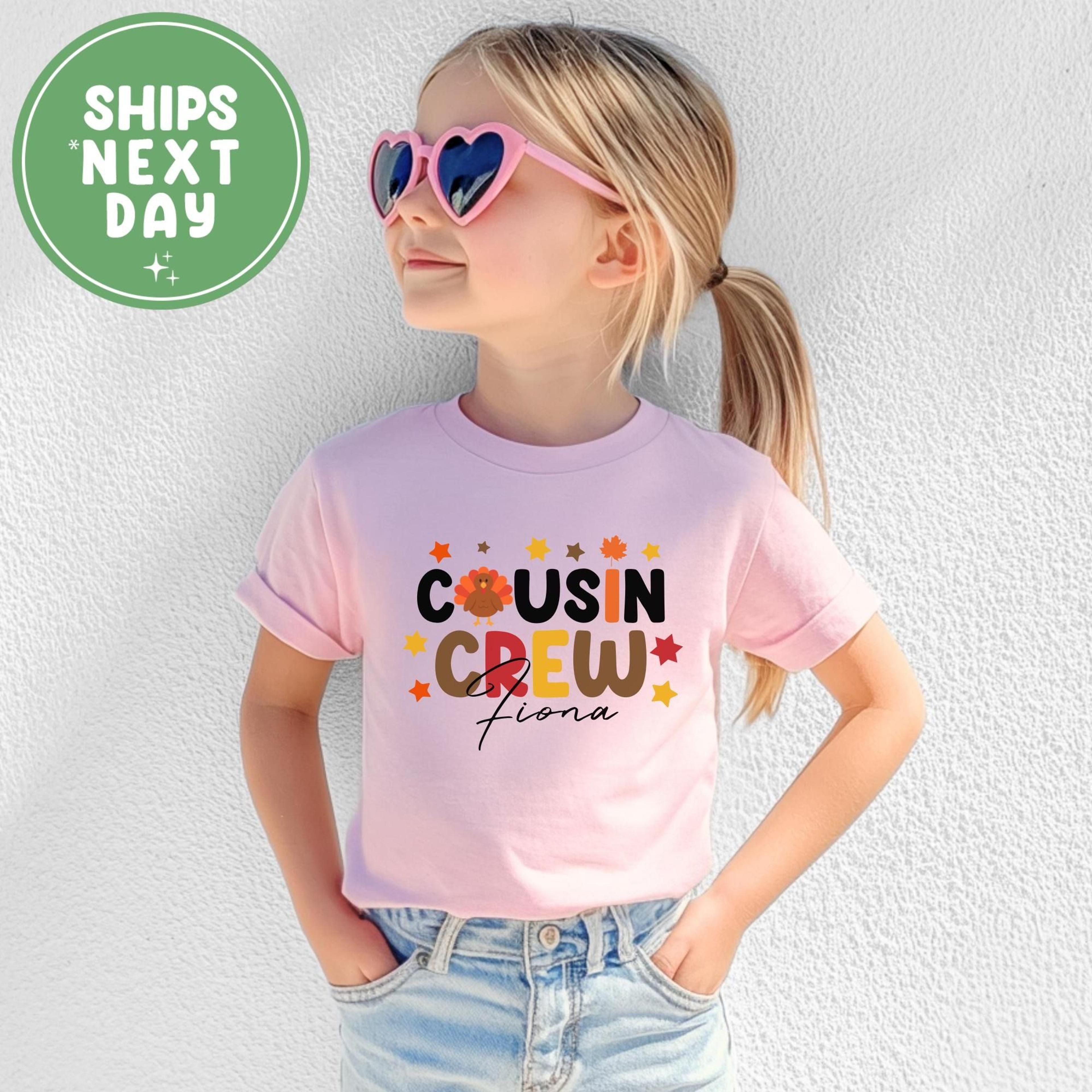 personalized cousin crew thanksgiving shirt, thanksgiving cousin crew tee, custom name turkey shirt, matching cousin tee