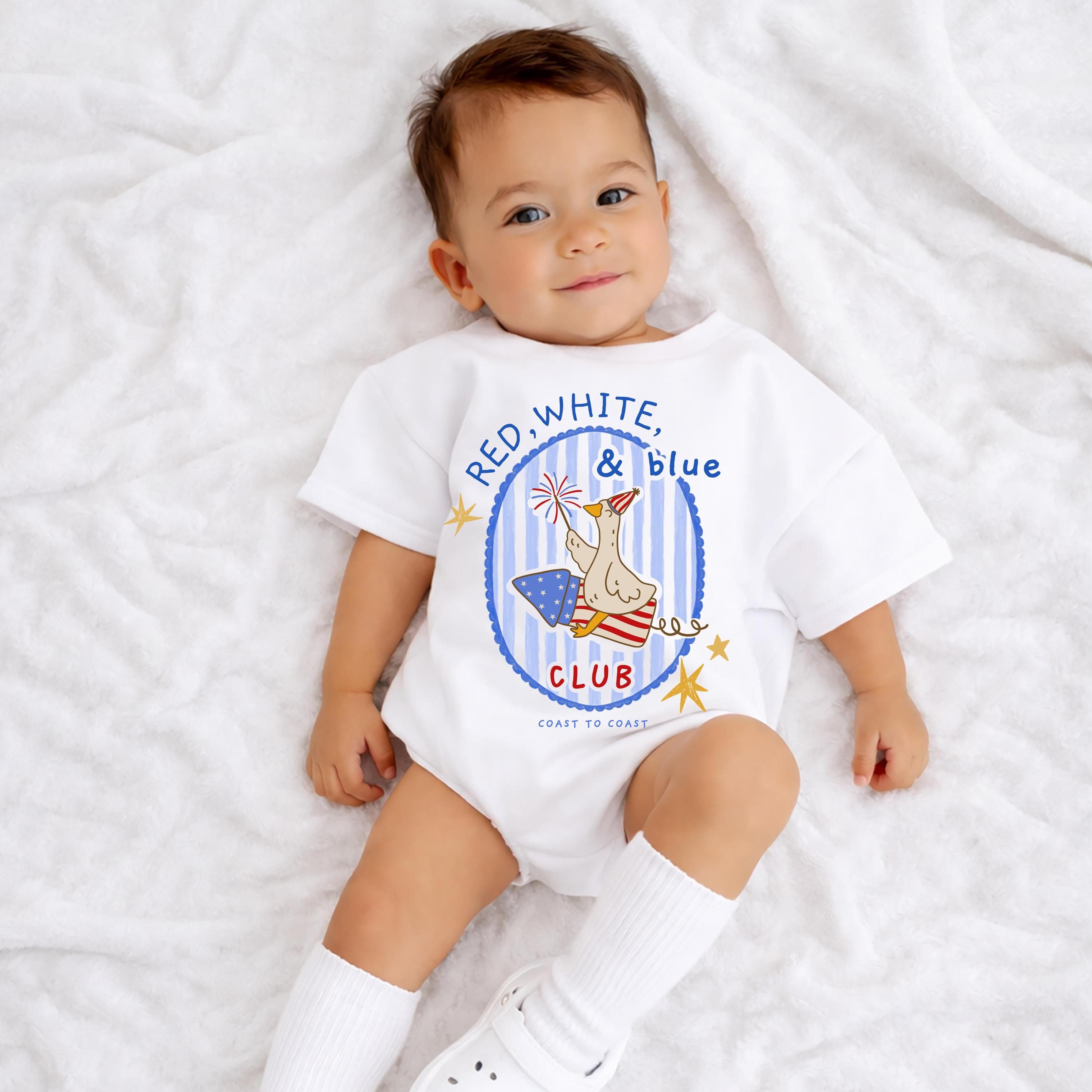 patriotic 4th of july baby romper, usa baby outfit, independence day baby bodysuit, red white blue baby shirt, fourth of