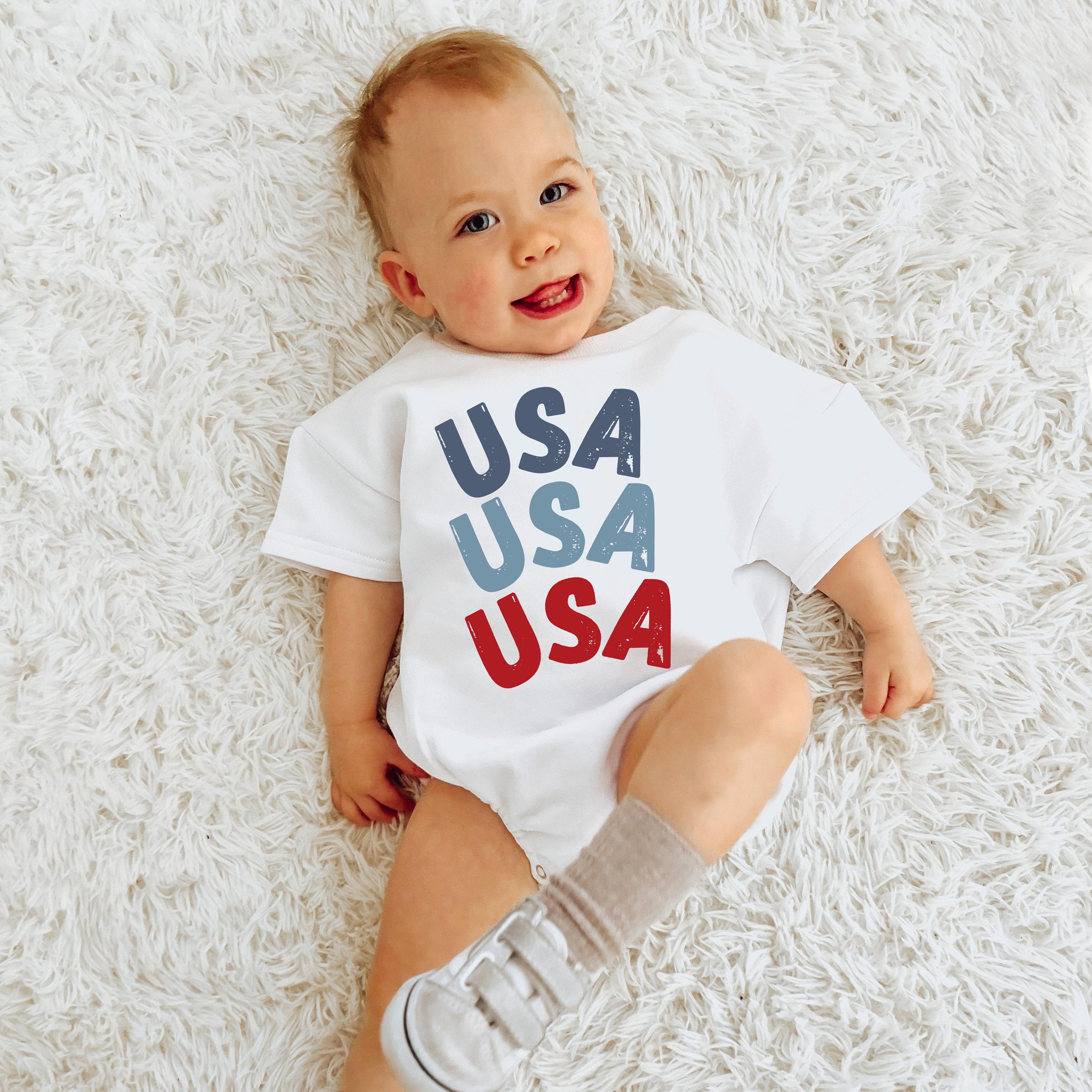 first fourth of july romper, baby's first 4th of july outfit, patriotic baby bodysuit, independence day baby romper, red