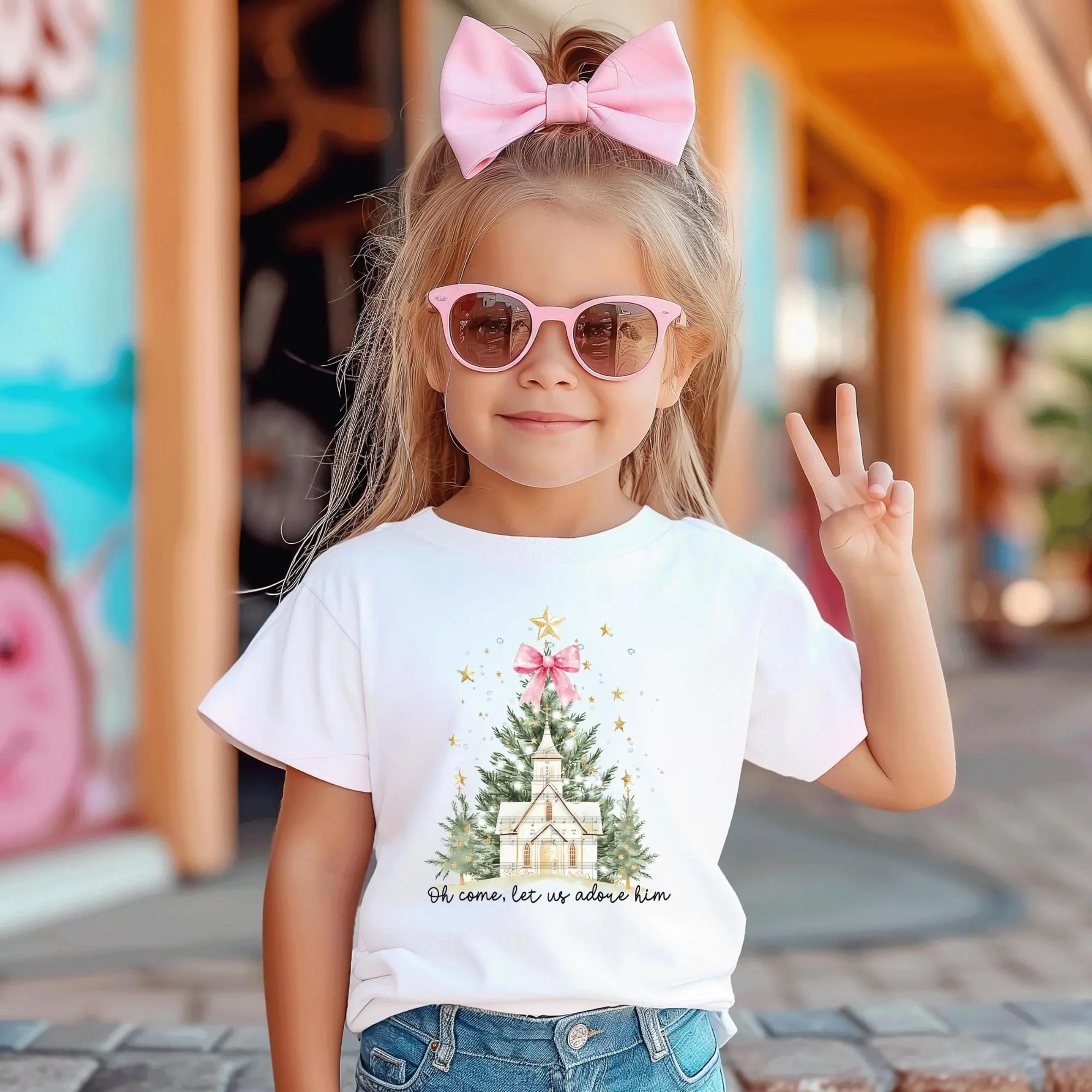 oh come let us adore him kids christmas sweatshirt, christian christmas shirt, religious toddler sweatshirt
