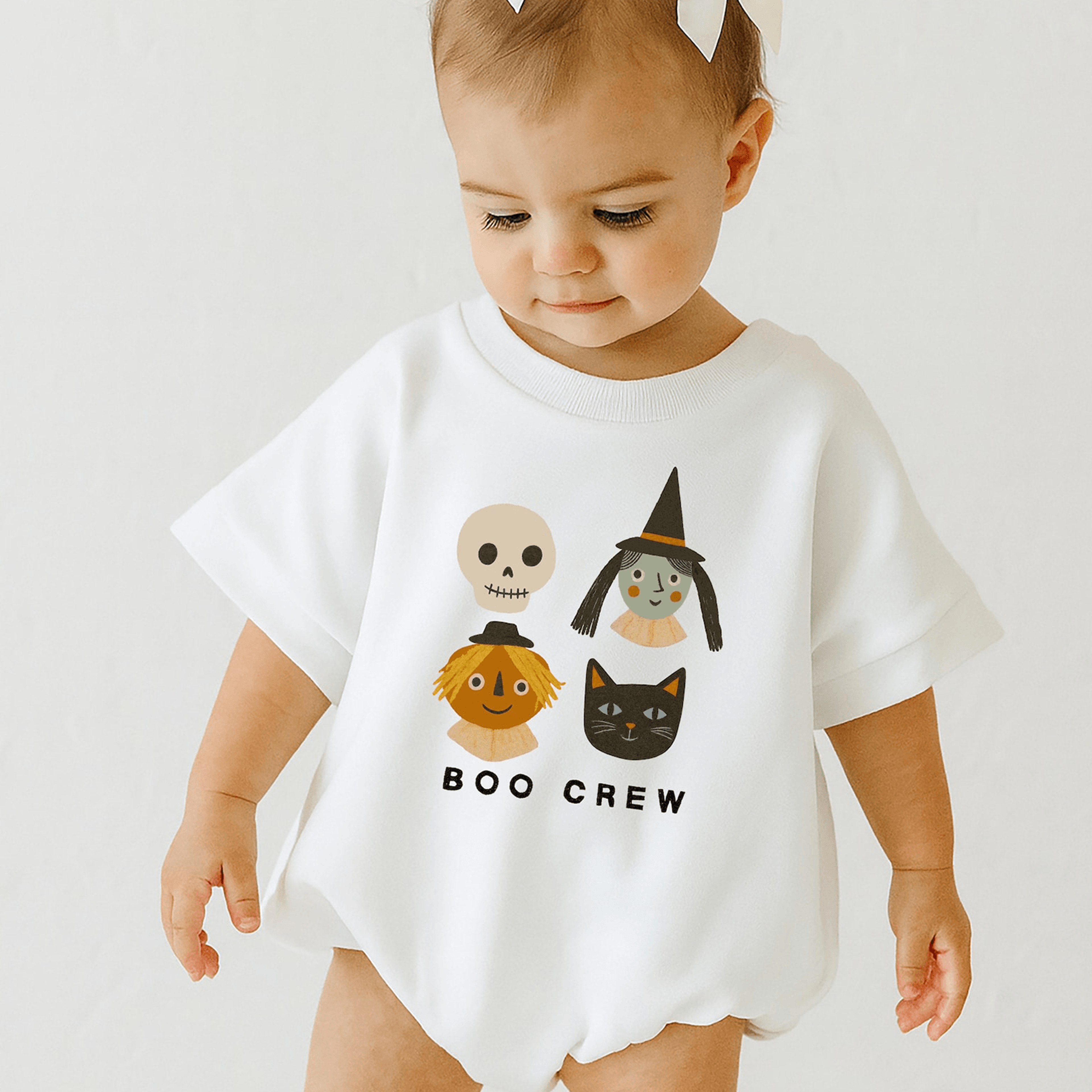 kids boo crew sweatshirt, baby boo crew romper, halloween family outfit, spooky season kids apparel, cute ghost fall clo