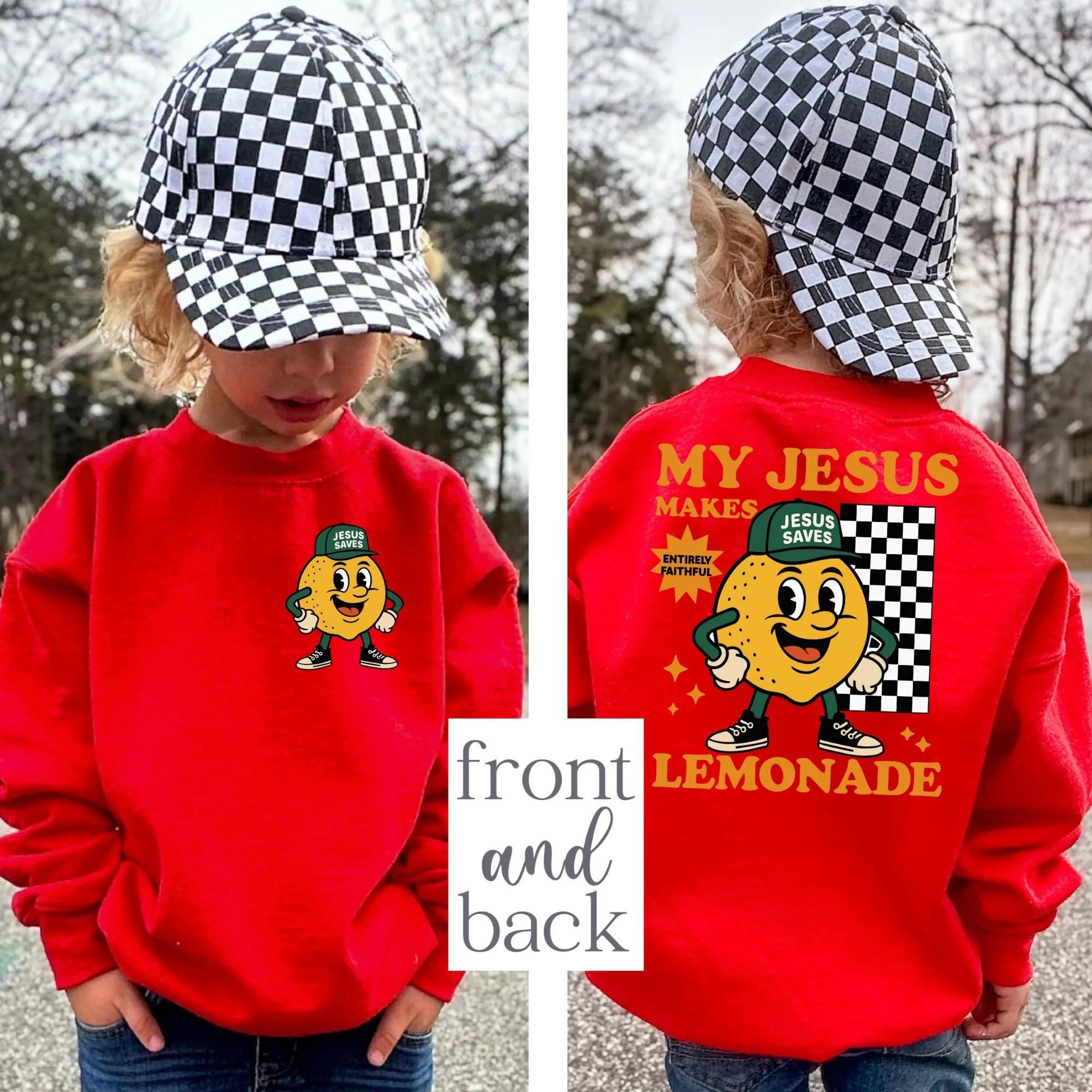 my jesus makes lemonade kids christian sweatshirt, christian kids sweatshirt, faith based lemon shirt, religious youth