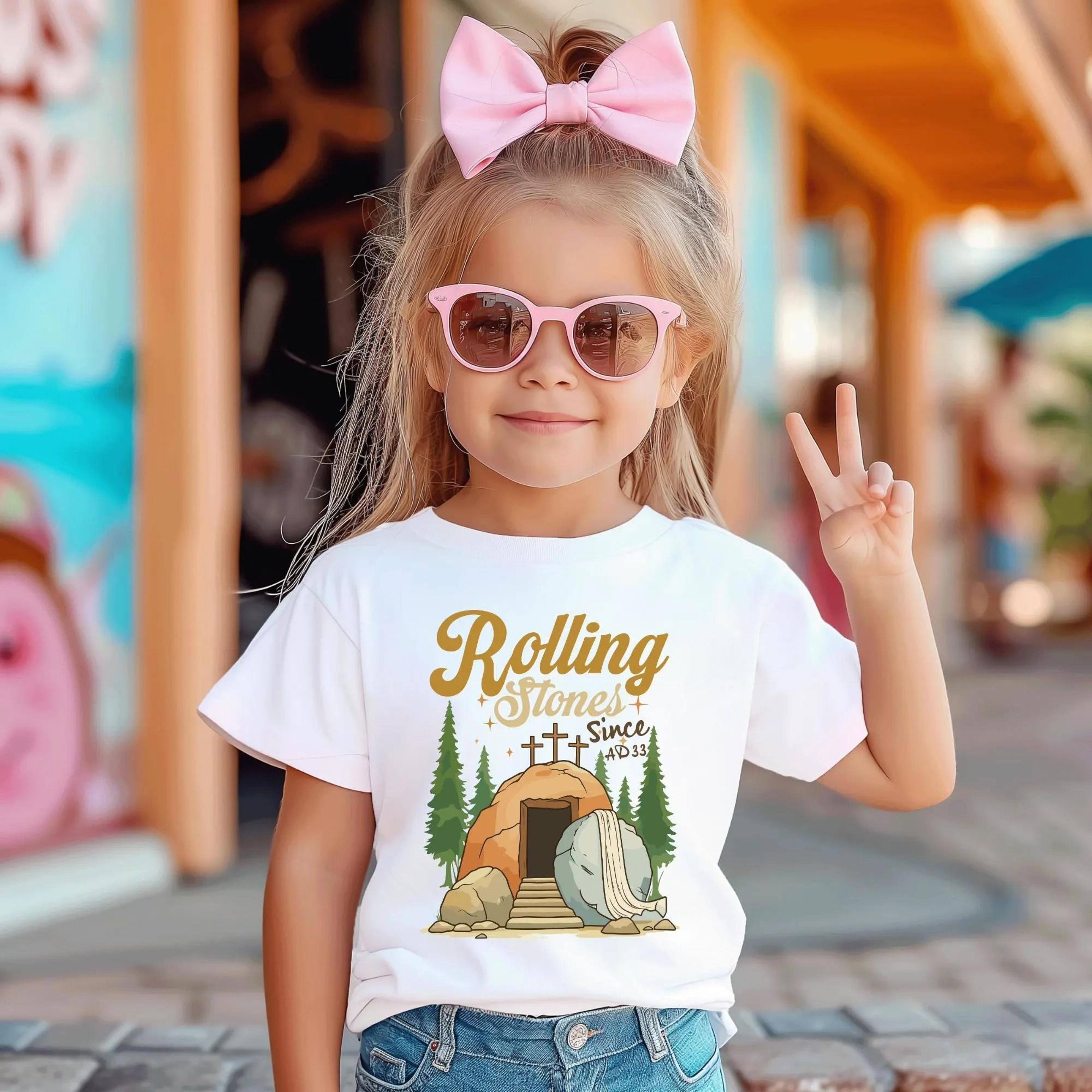 rolling stones since ad 33 kids easter shirt, christian easter shirt for girls, he is risen kids tee, resurrection tees