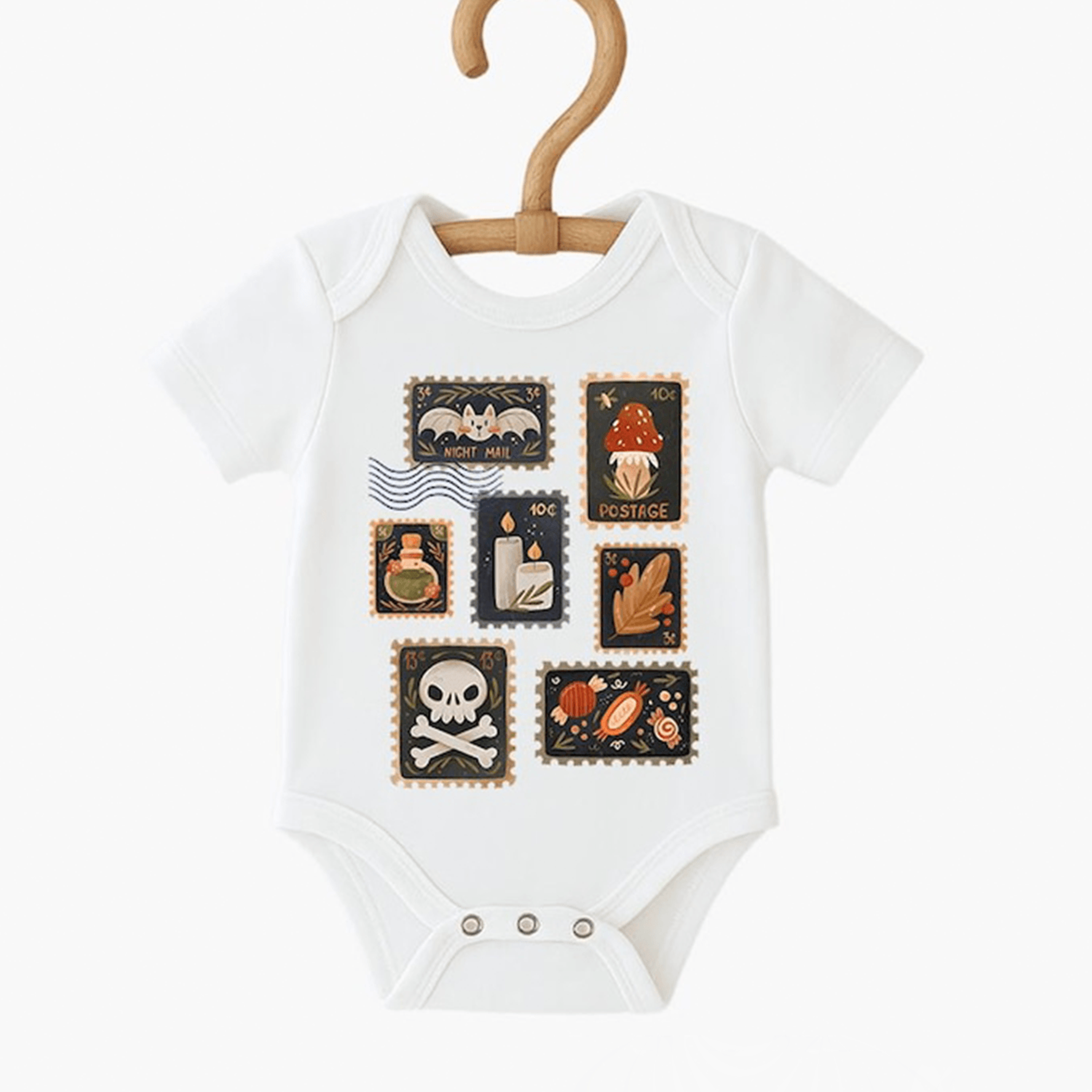 girls halloween stamp shirt, cute halloween icons tee, spooky season girl outfit, fall halloween shirt for kids, trendy