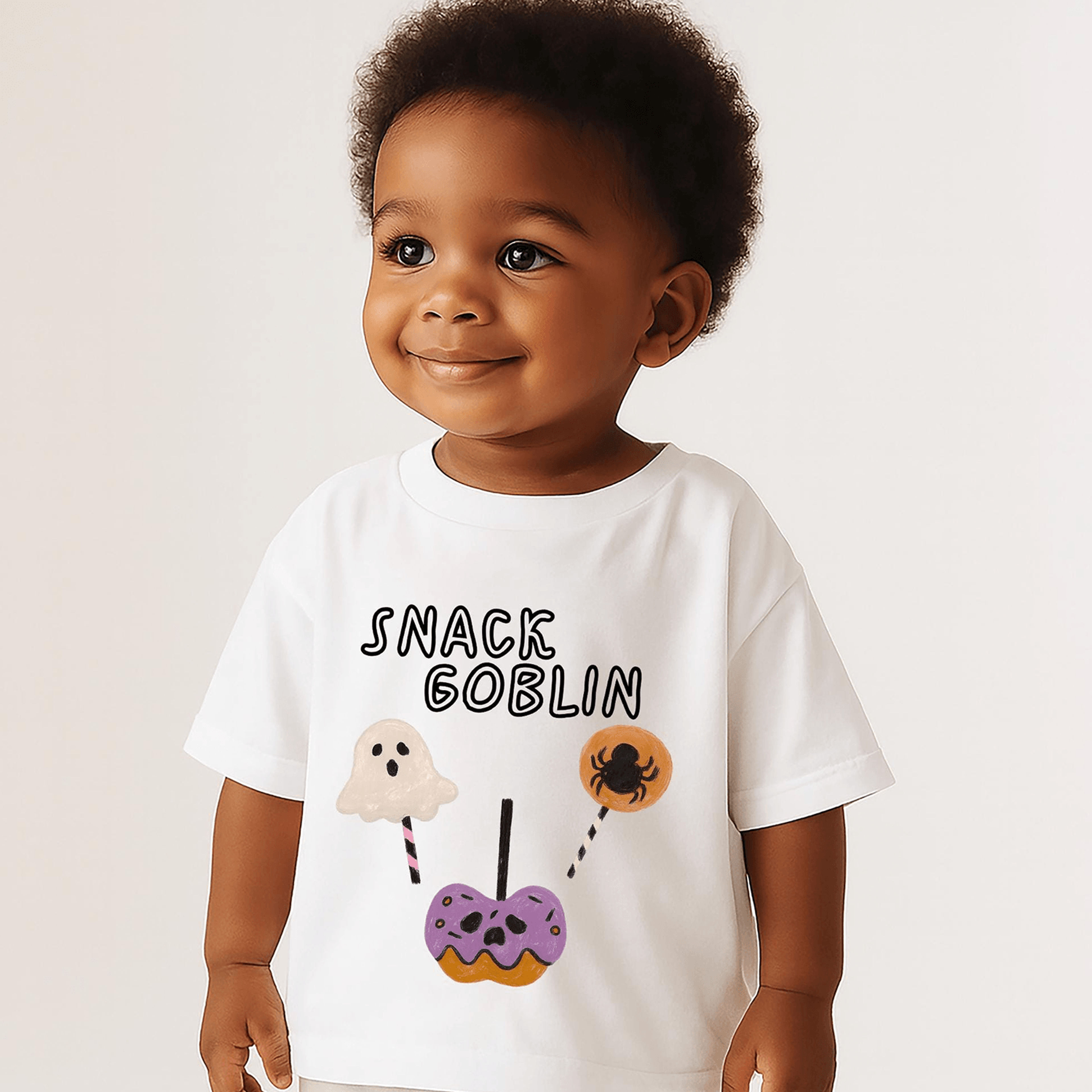 snack goblin halloween shirt for kids, funny halloween tee, trick or treat snack lover outfit, spooky season kids appare