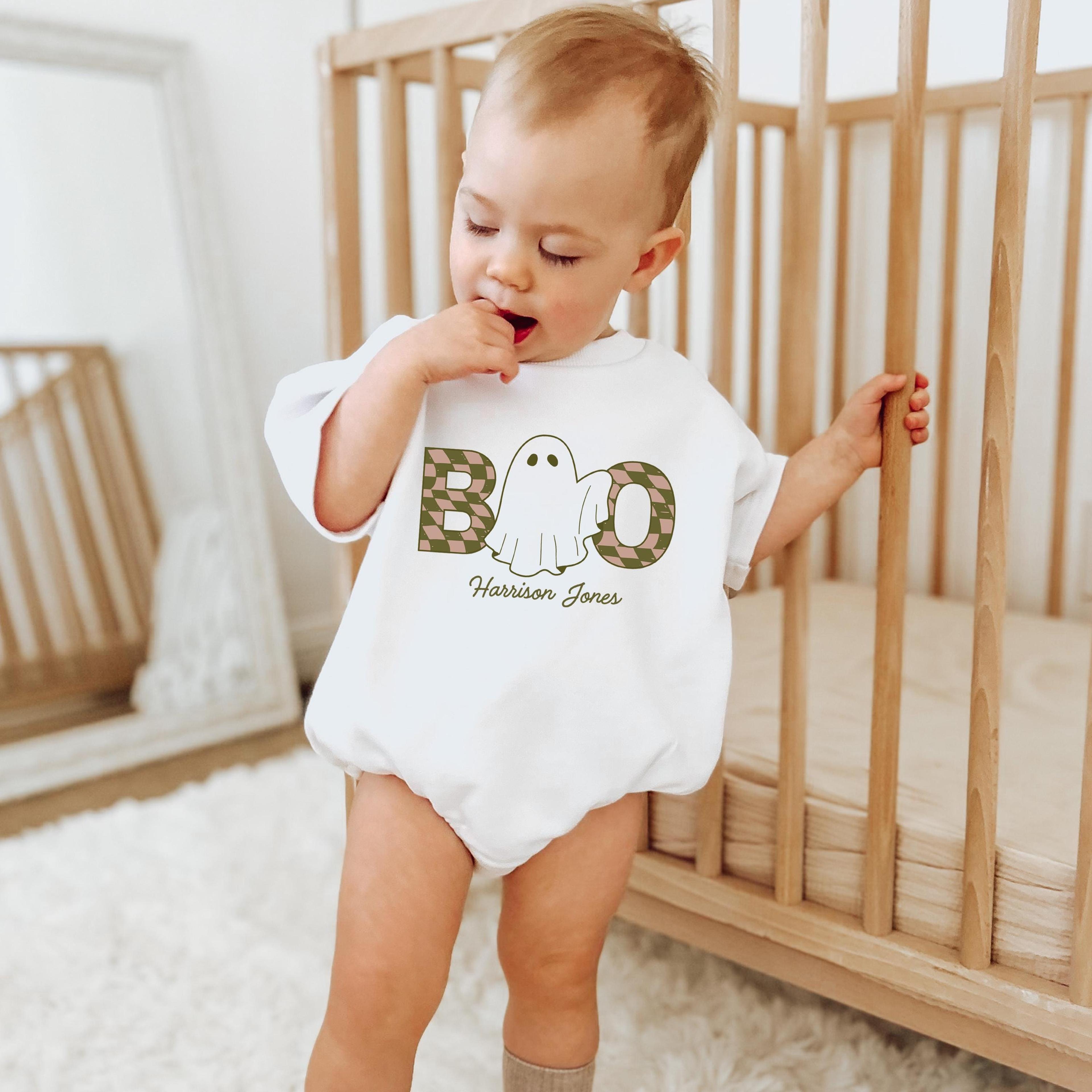 personalized ghost halloween shirt, custom name kids ghost tee, cute spooky season outfit, halloween party shirt, fall g