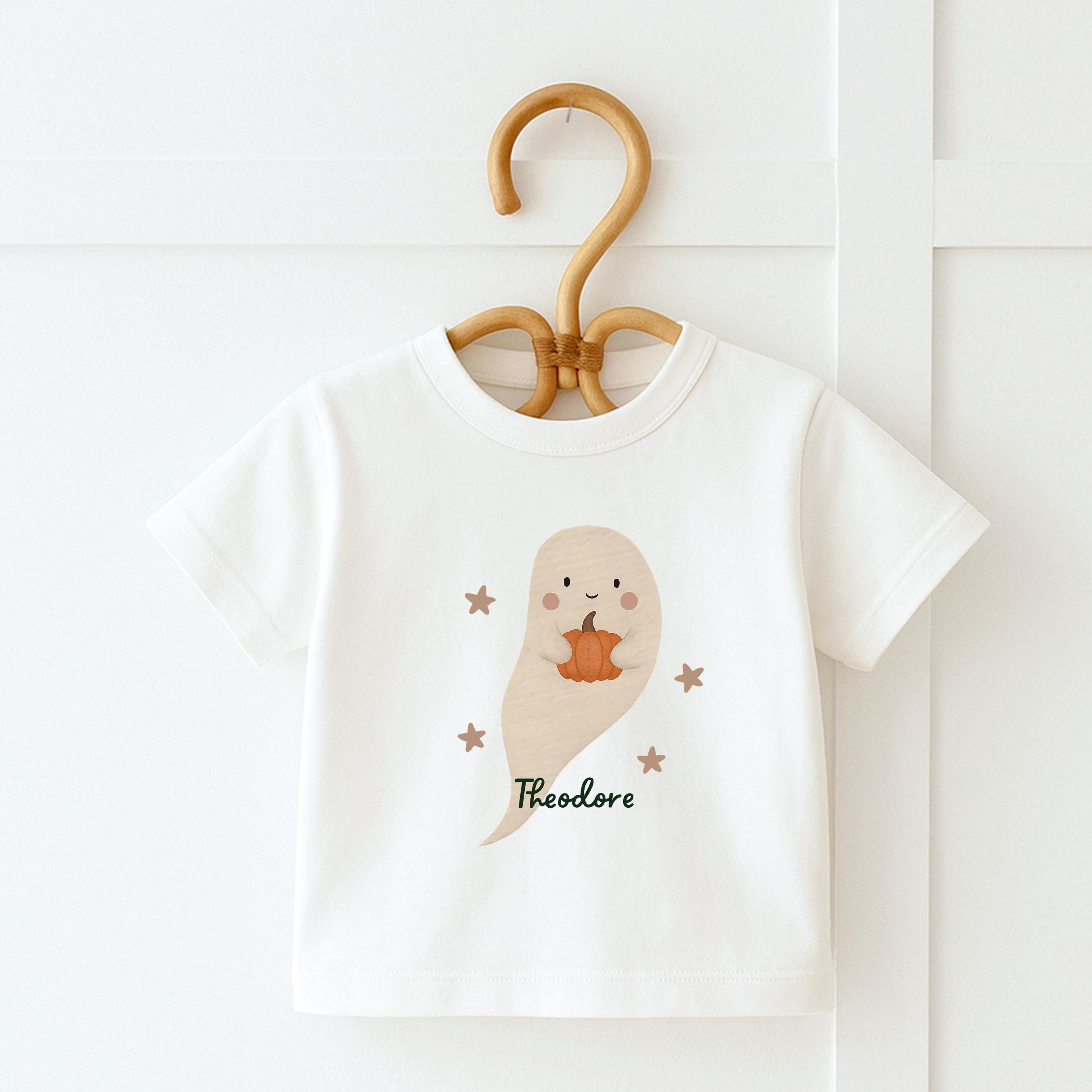 personalized ghost halloween shirt for kids, custom name ghost tee, cute spooky season outfit, halloween party shirt, fa