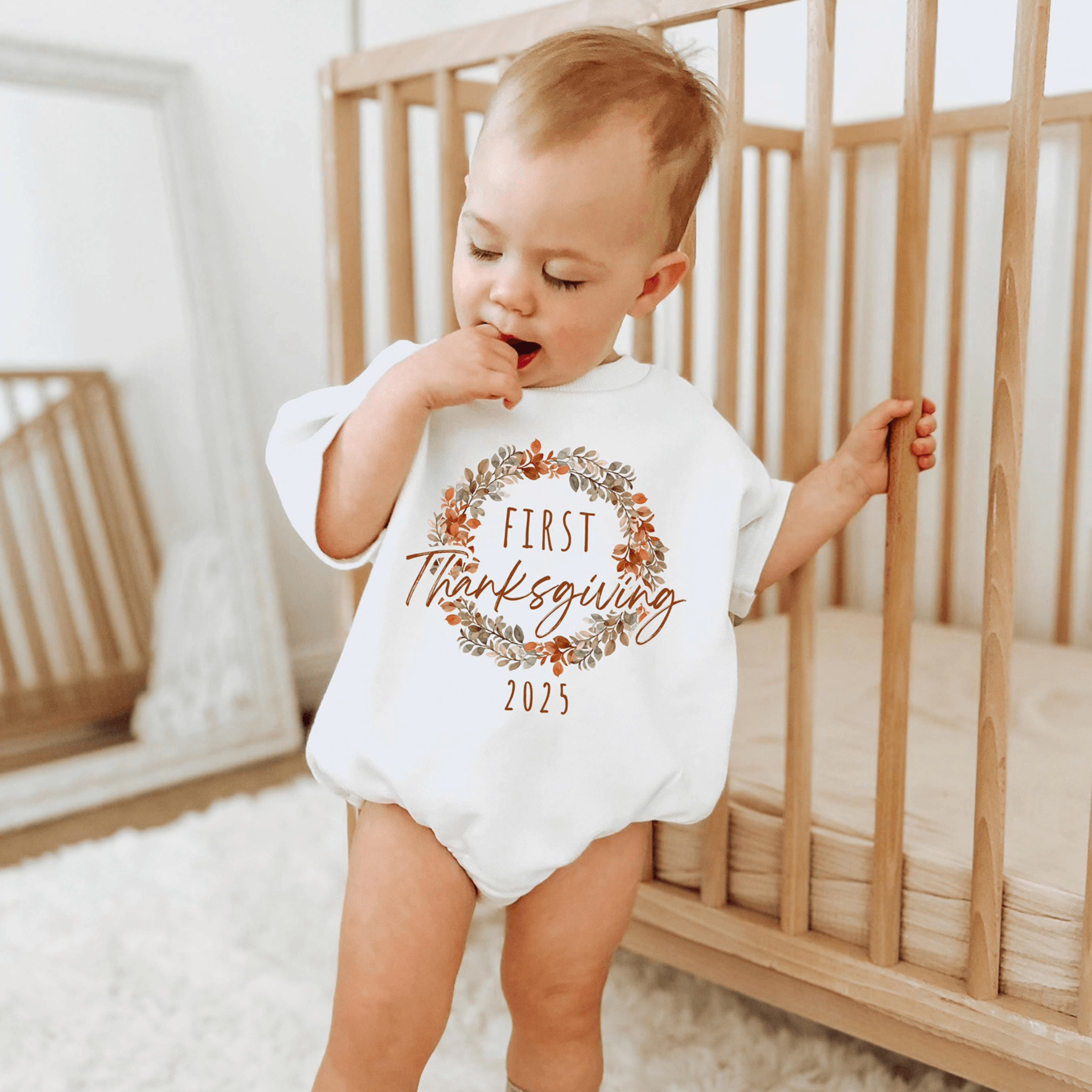 first thanksgiving baby outfit, baby's first thanksgiving shirt, my first thanksgiving romper, cute turkey baby outfit,