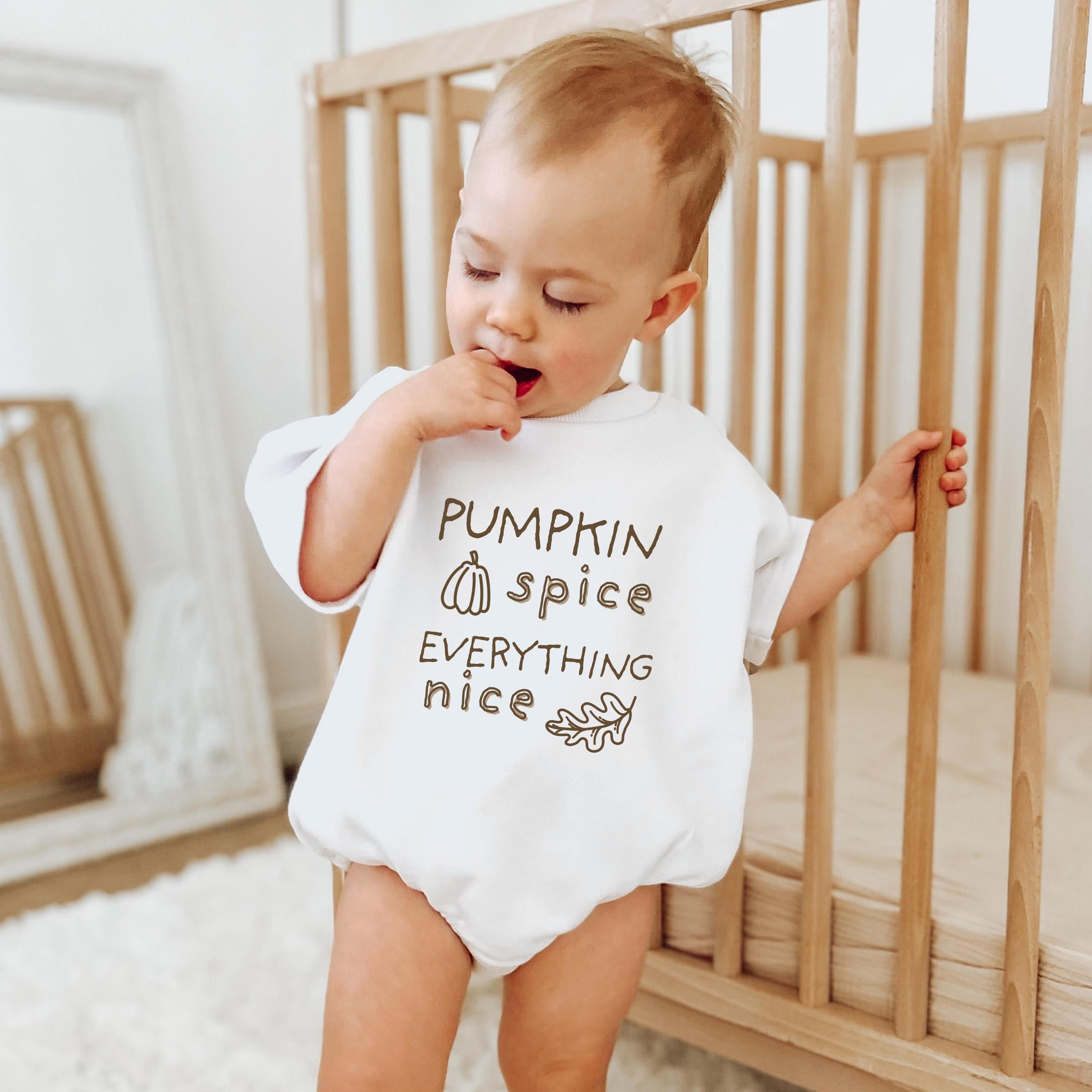kids pumpkin spice shirt or baby romper, pumpkin spice season outfit, cute fall apparel for kids, autumn harvest shirt,