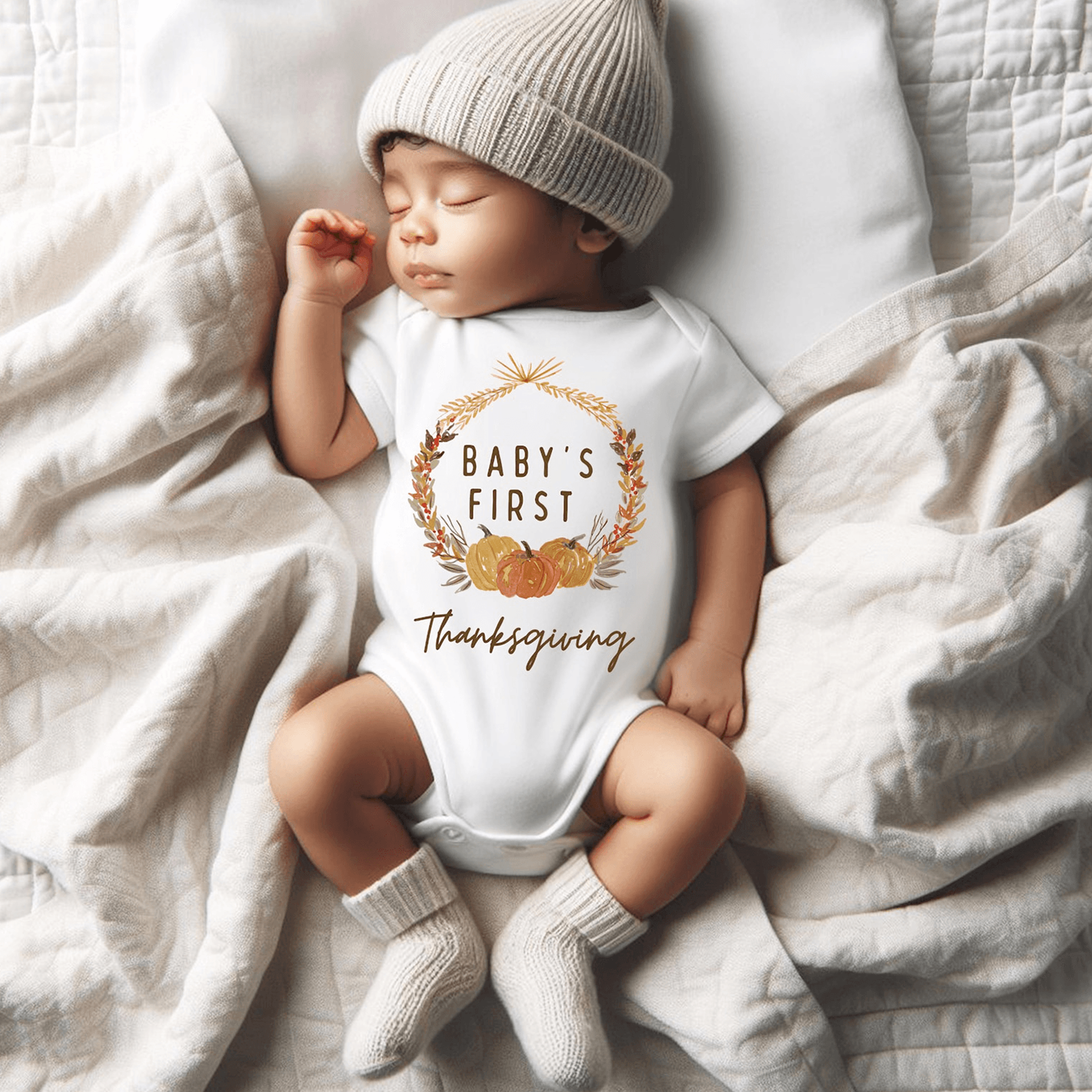 baby's first thanksgiving outfit, first thanksgiving romper, my first thanksgiving shirt, turkey day baby apparel, thank