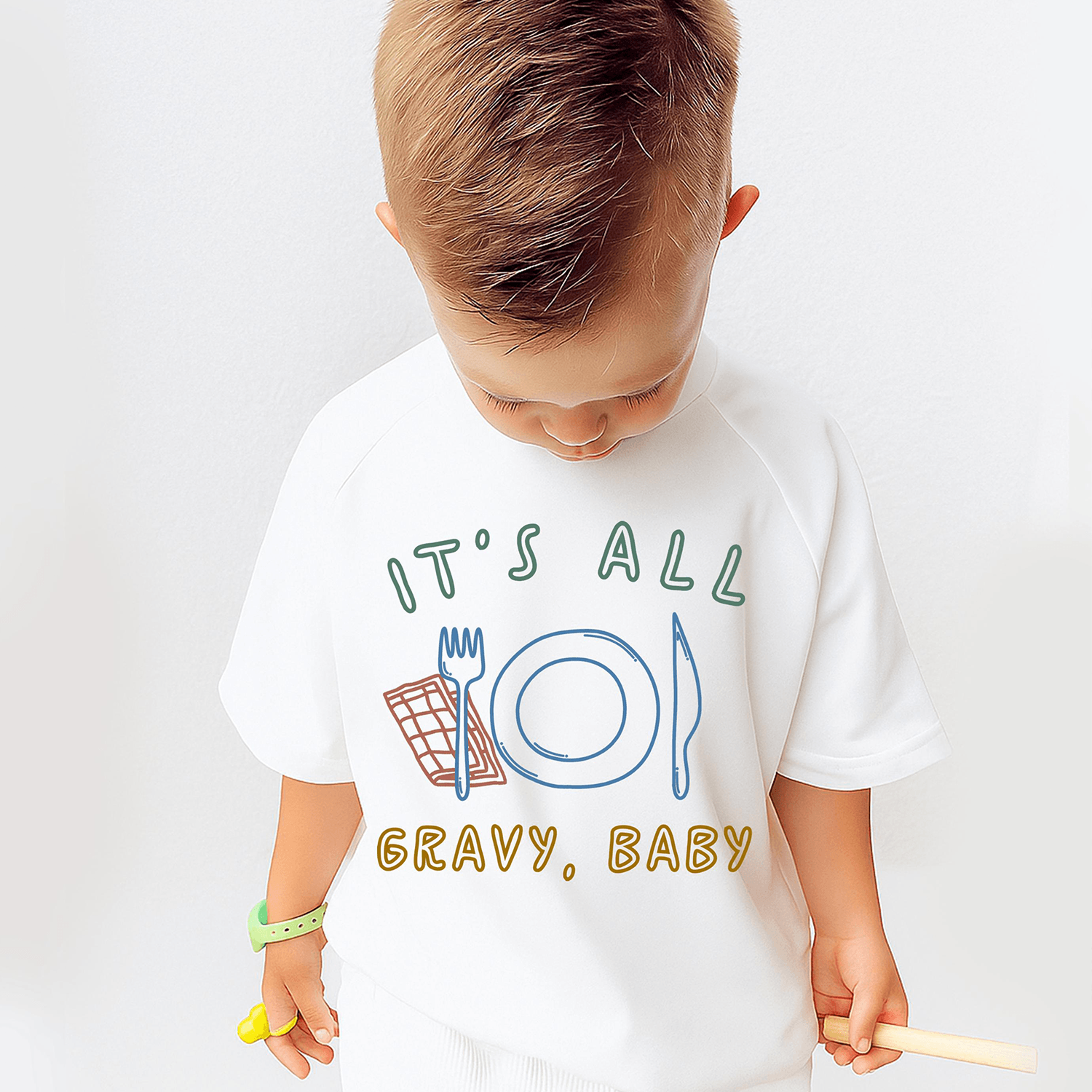 kids gravy graphic oversized t-shirt, funny thanksgiving shirt for kids, turkey day outfit, fall holiday apparel, oversi