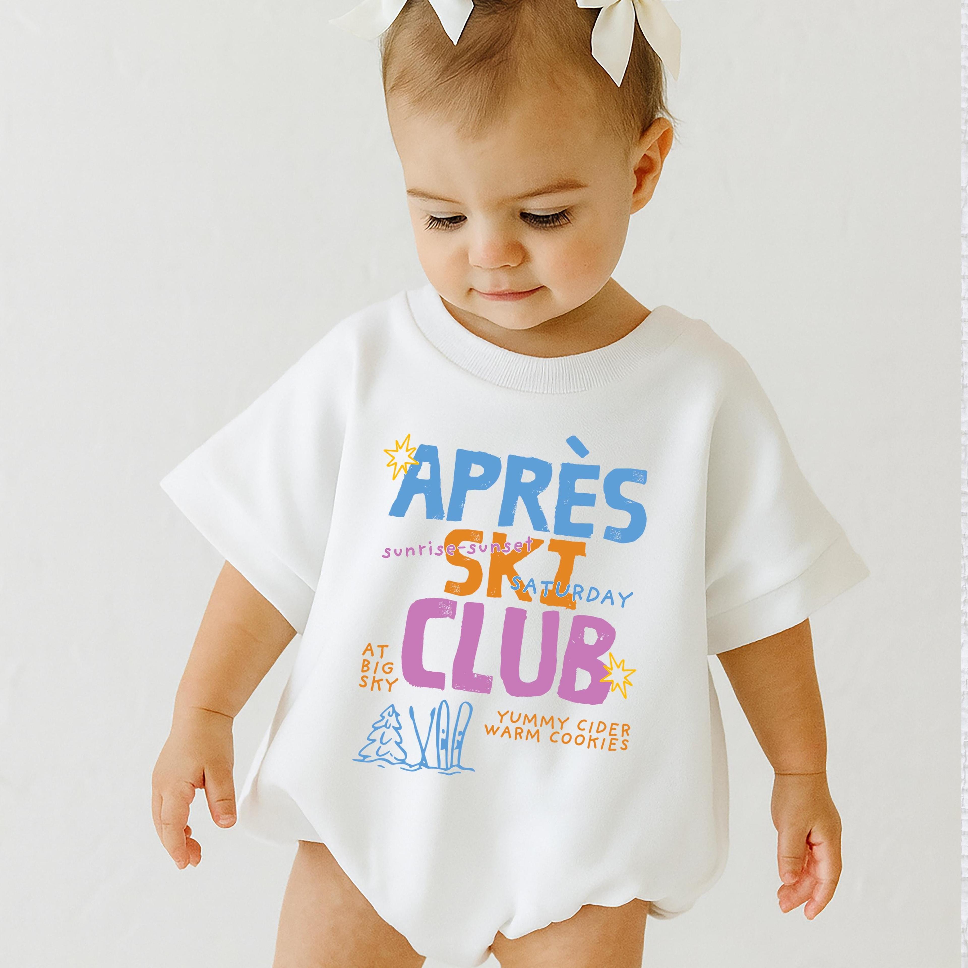 kids apres ski club sweatshirt, winter graphic sweatshirt for kids, ski lodge outfit, cozy snow day apparel, mountain ad