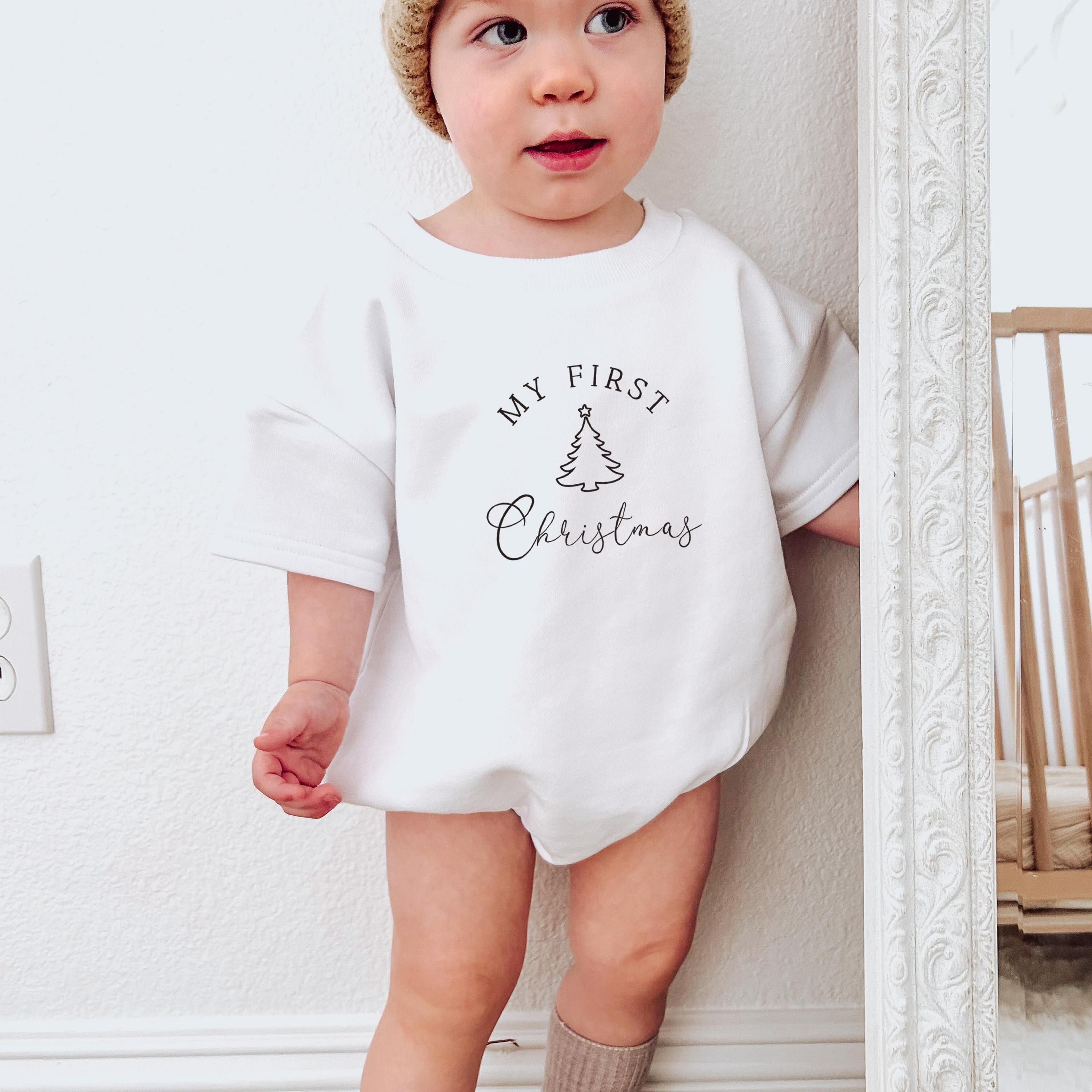 my first christmas baby outfit, baby's first christmas romper, neutral christmas baby shirt, first christmas sweatshirt,
