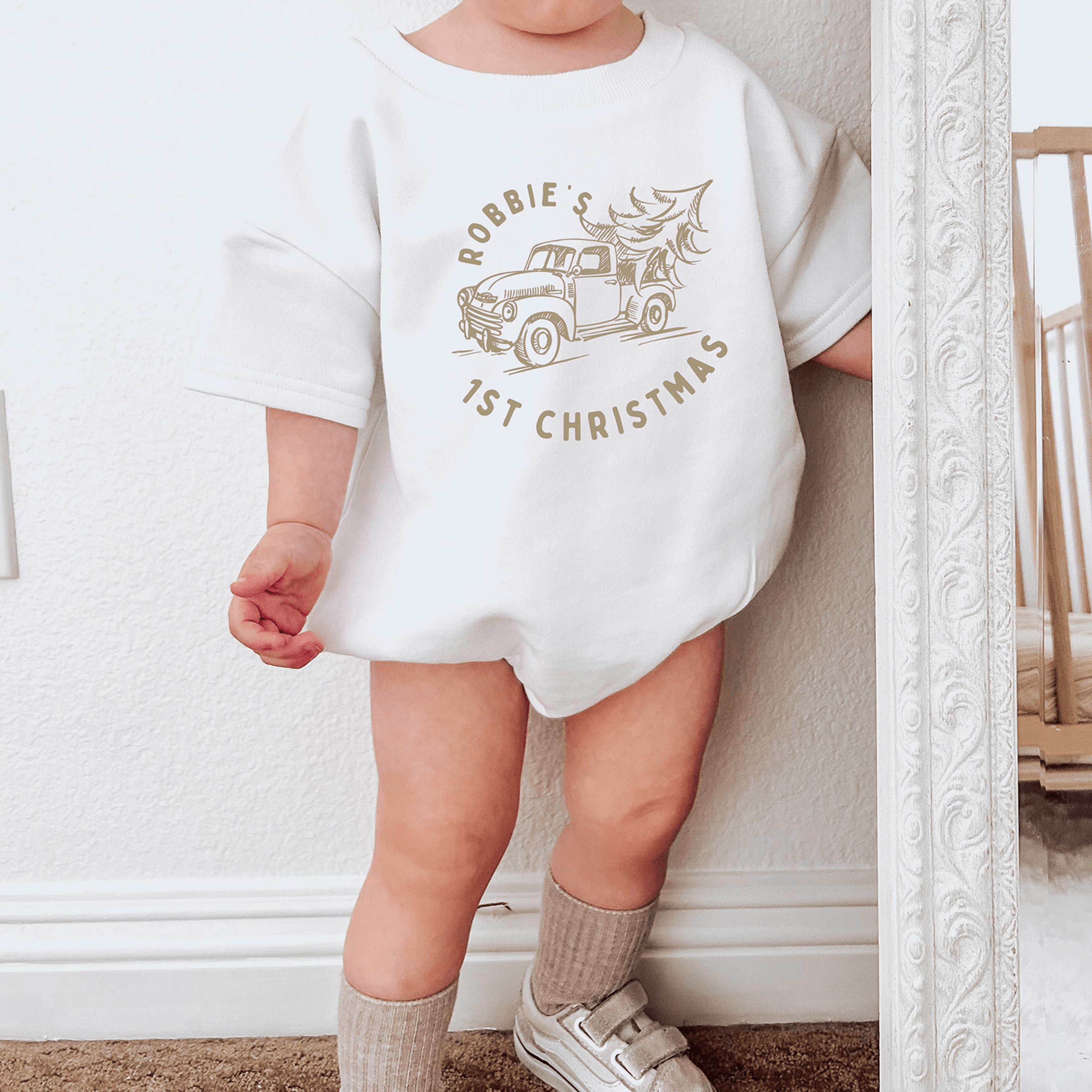 my first christmas baby romper, personalized christmas baby outfit, holiday bodysuit, first christmas onesie, custom bab